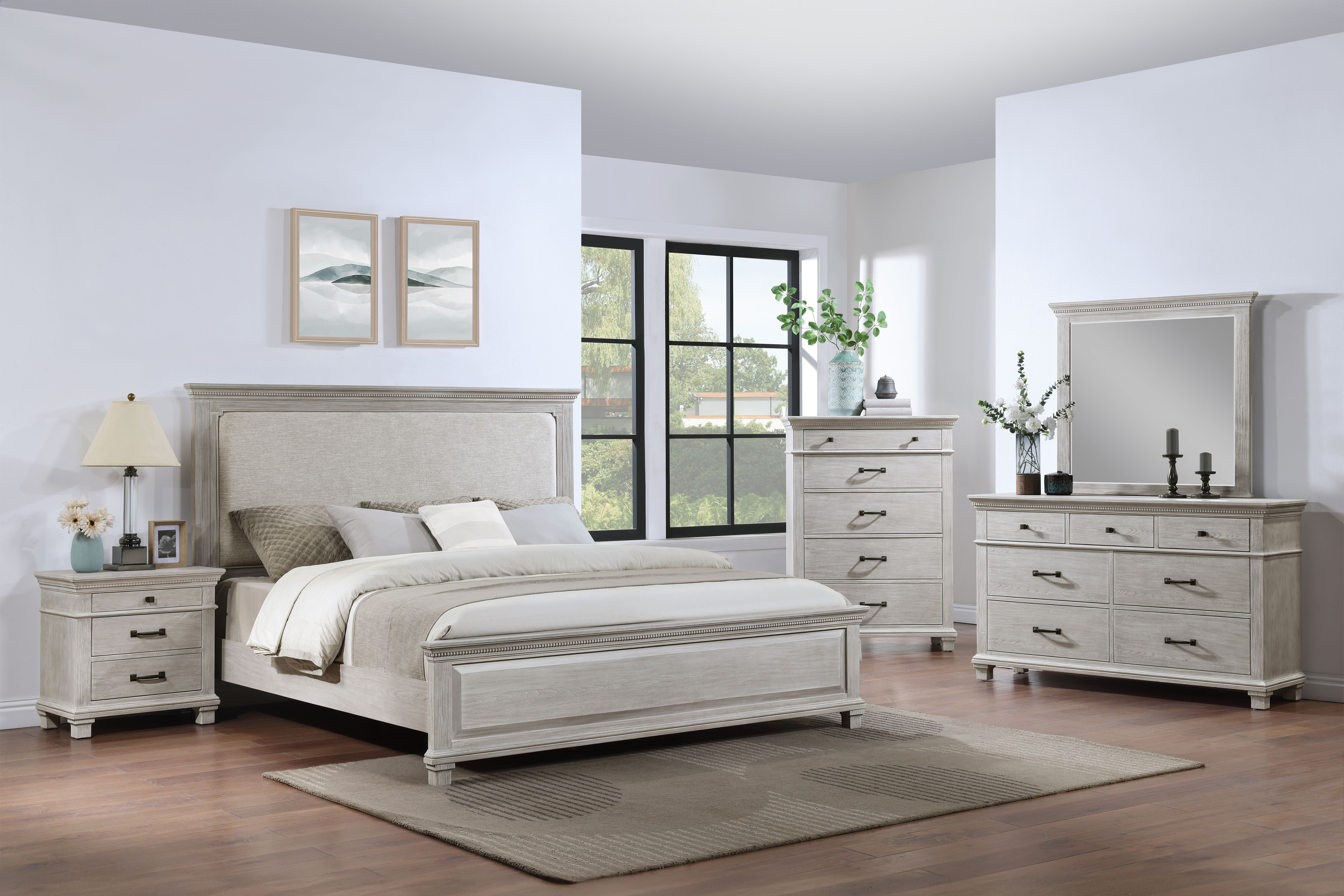 Silver Sands - 5/0 Queen 5 Piece Bedroom Set (Bed, Dresser, Mirror, Chest, Nightstand) - Gray