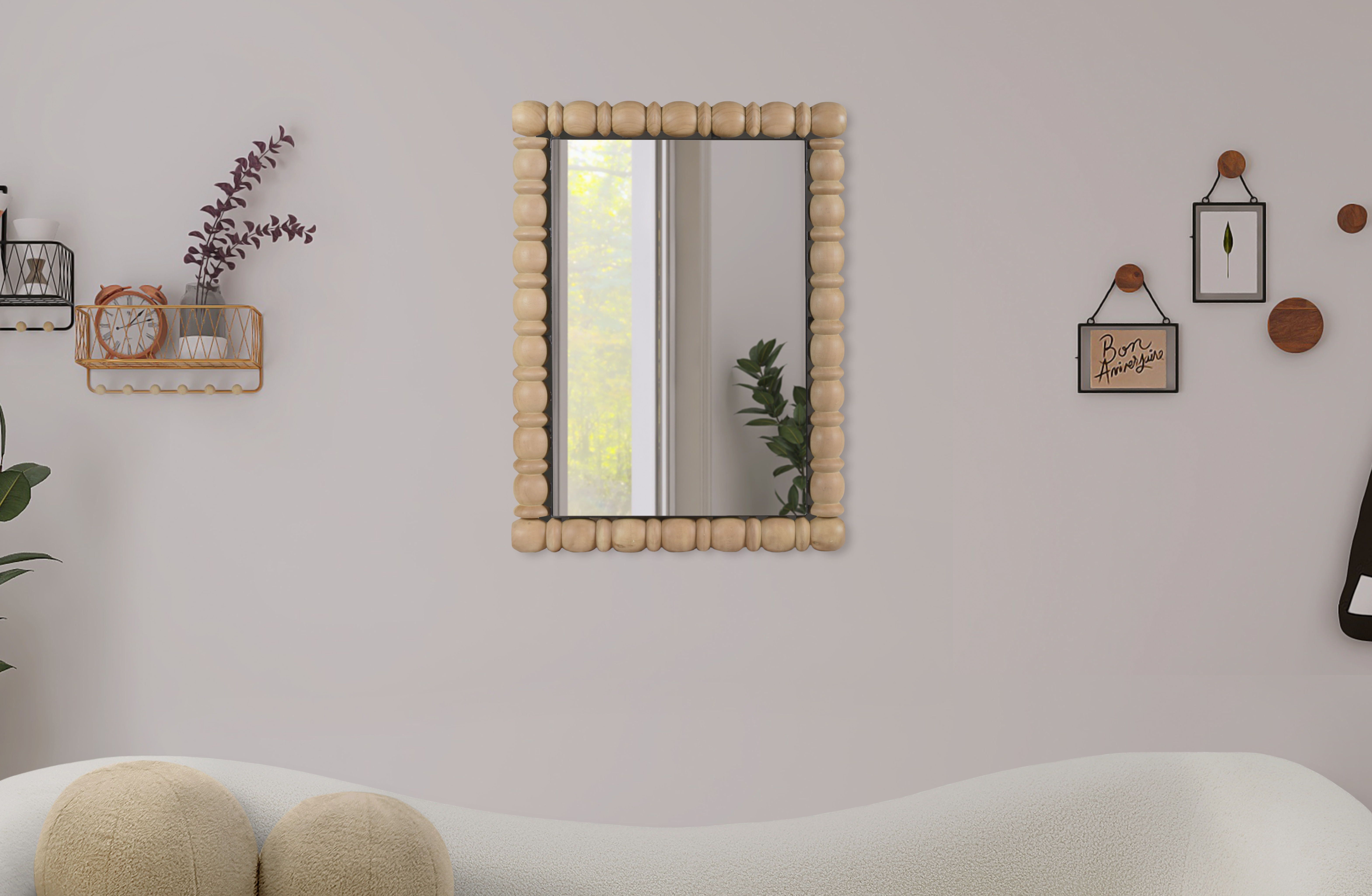 Aubrey - Wood Natural Oak Mirror - Bleached