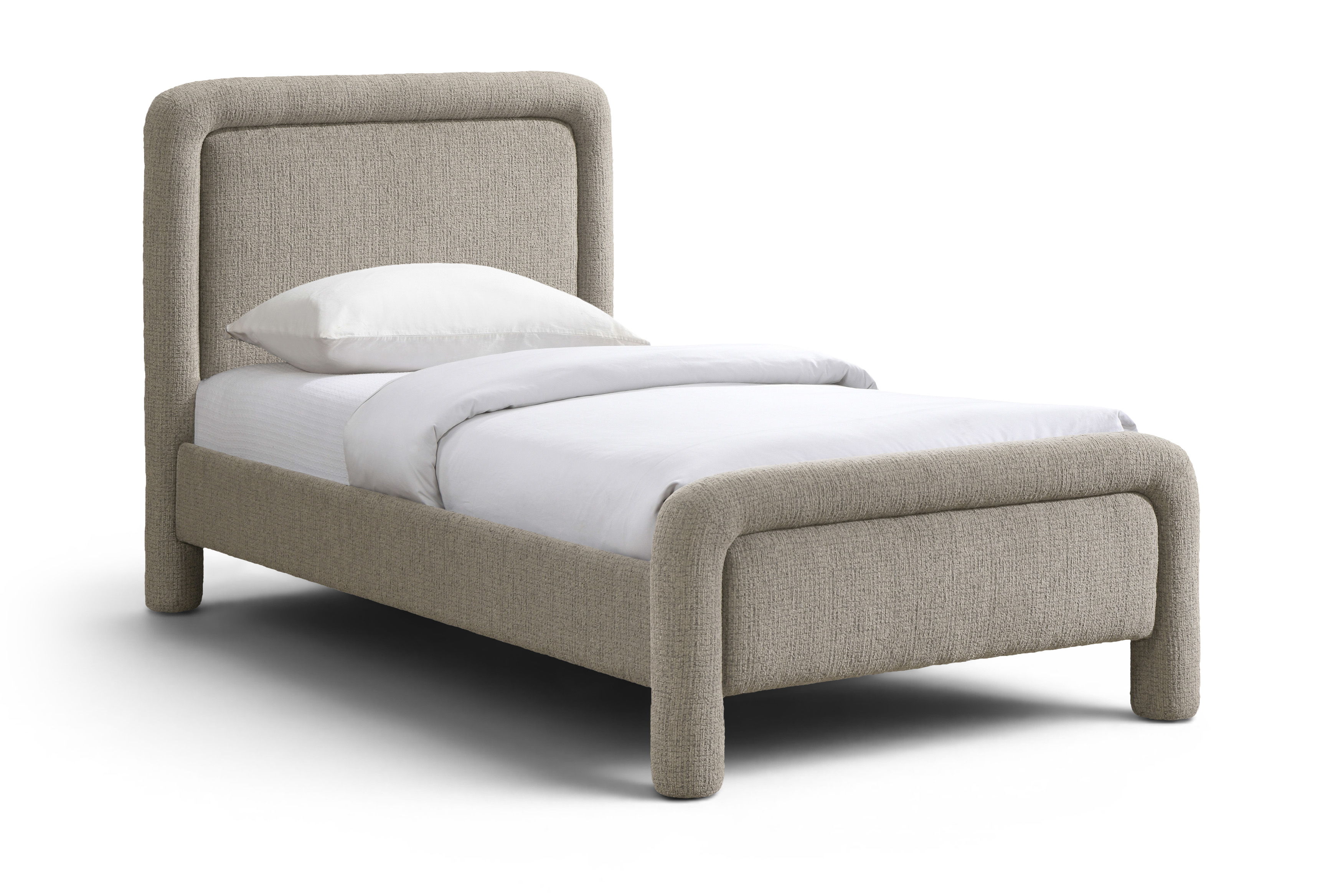 Baylor - Fabric With Interwoven Chenille Upholstered Twin Bed - Taupe