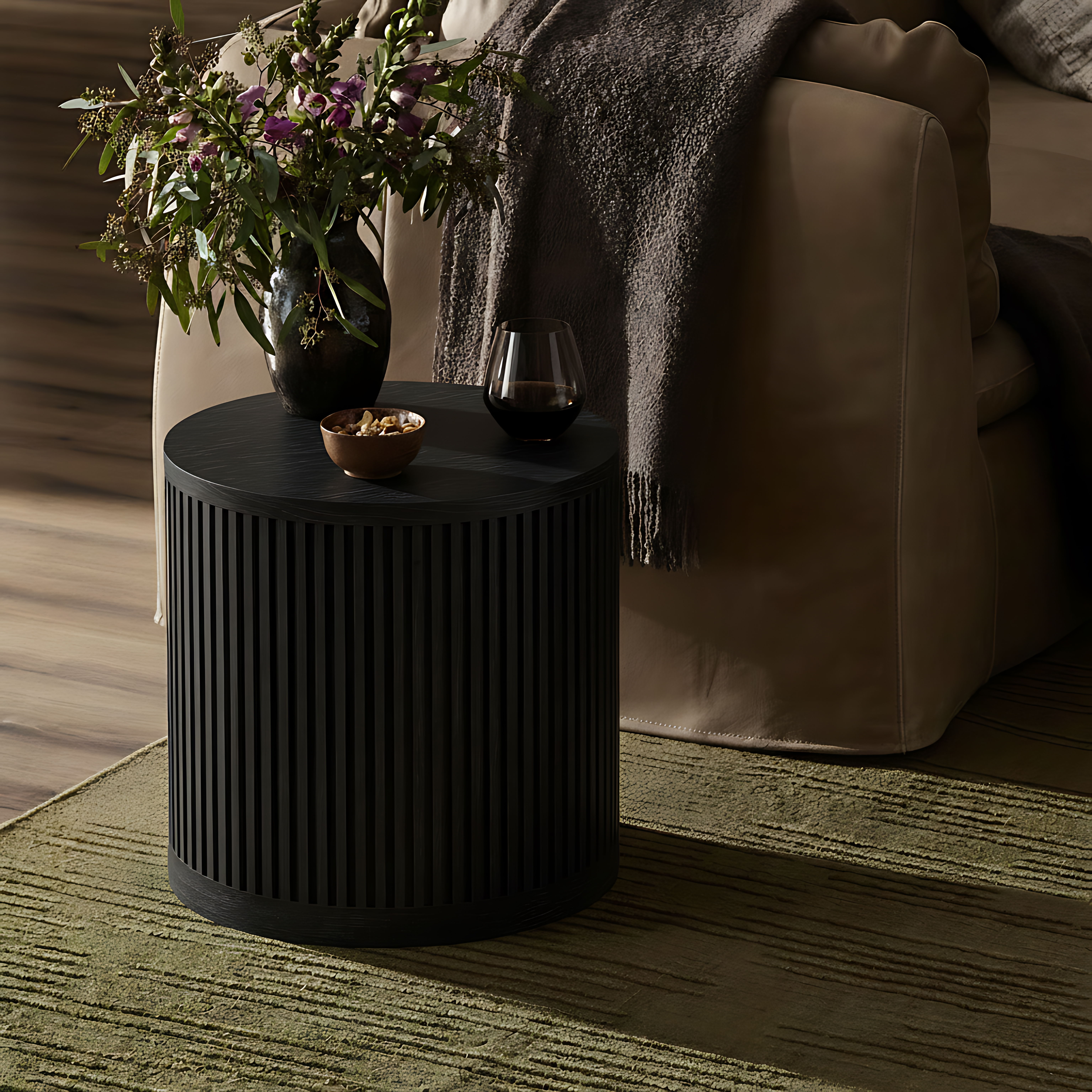 Madera - Oak Veneer And Solid Wood End Table - Black