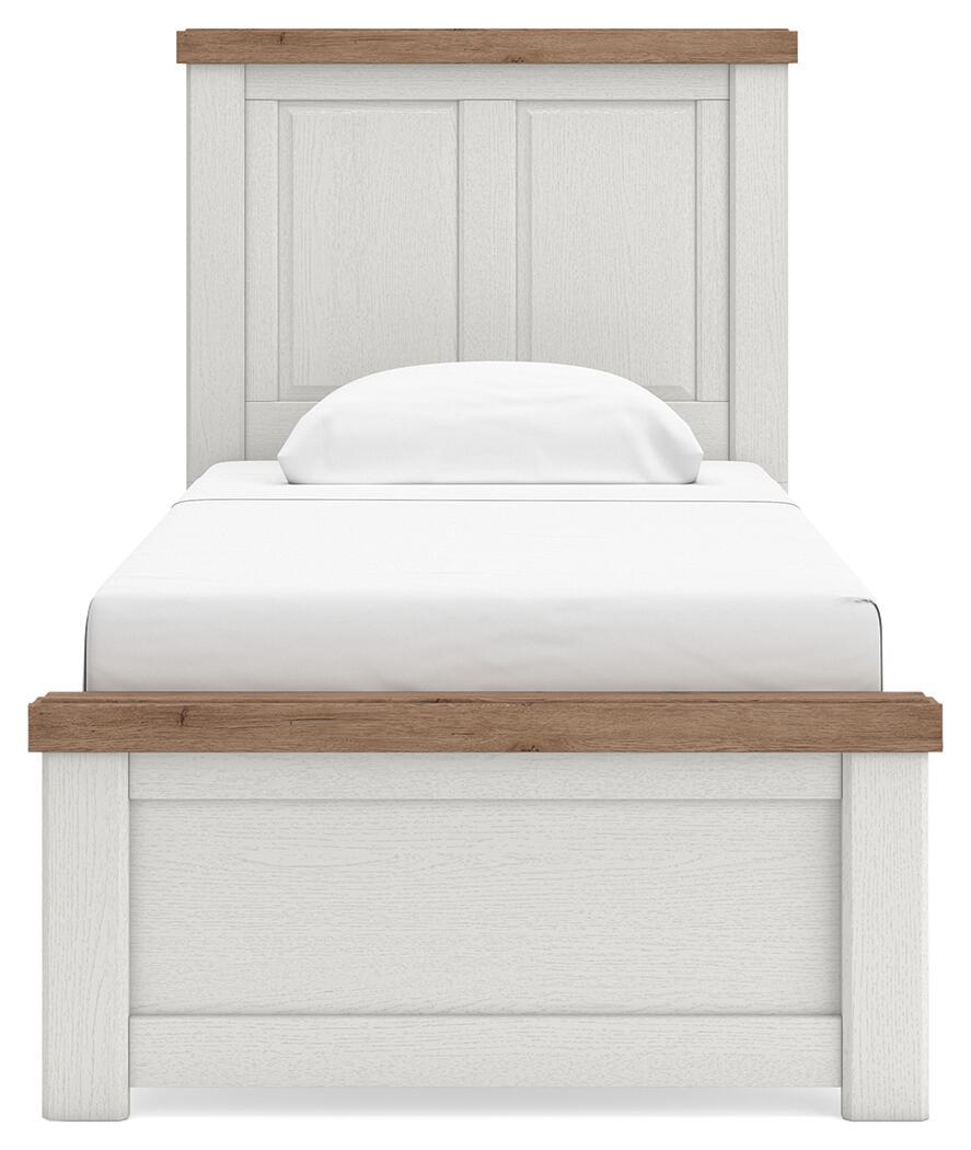 Savonport - Twin Panel Bed - White / Brown