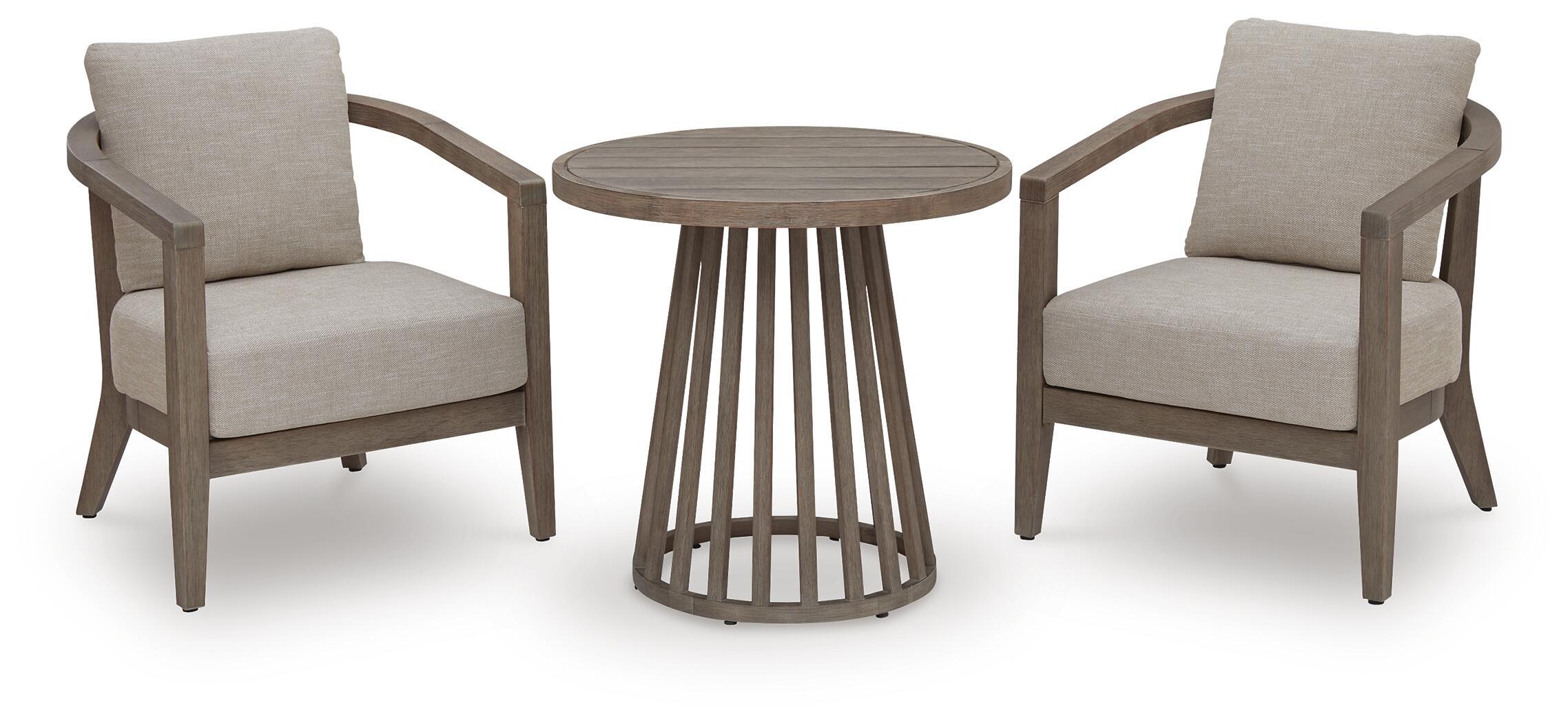 Joy Lagoon – Outdoor Chairs With Cushions/Table (Set of 3) – Beige