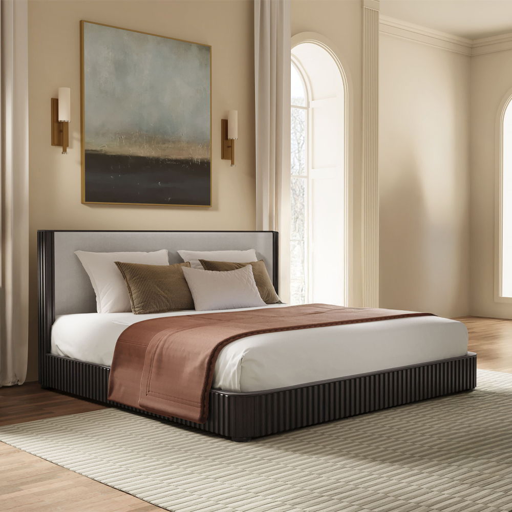 Clayten - Queen Bed - Fabric & Espresso, dark brown, view 7