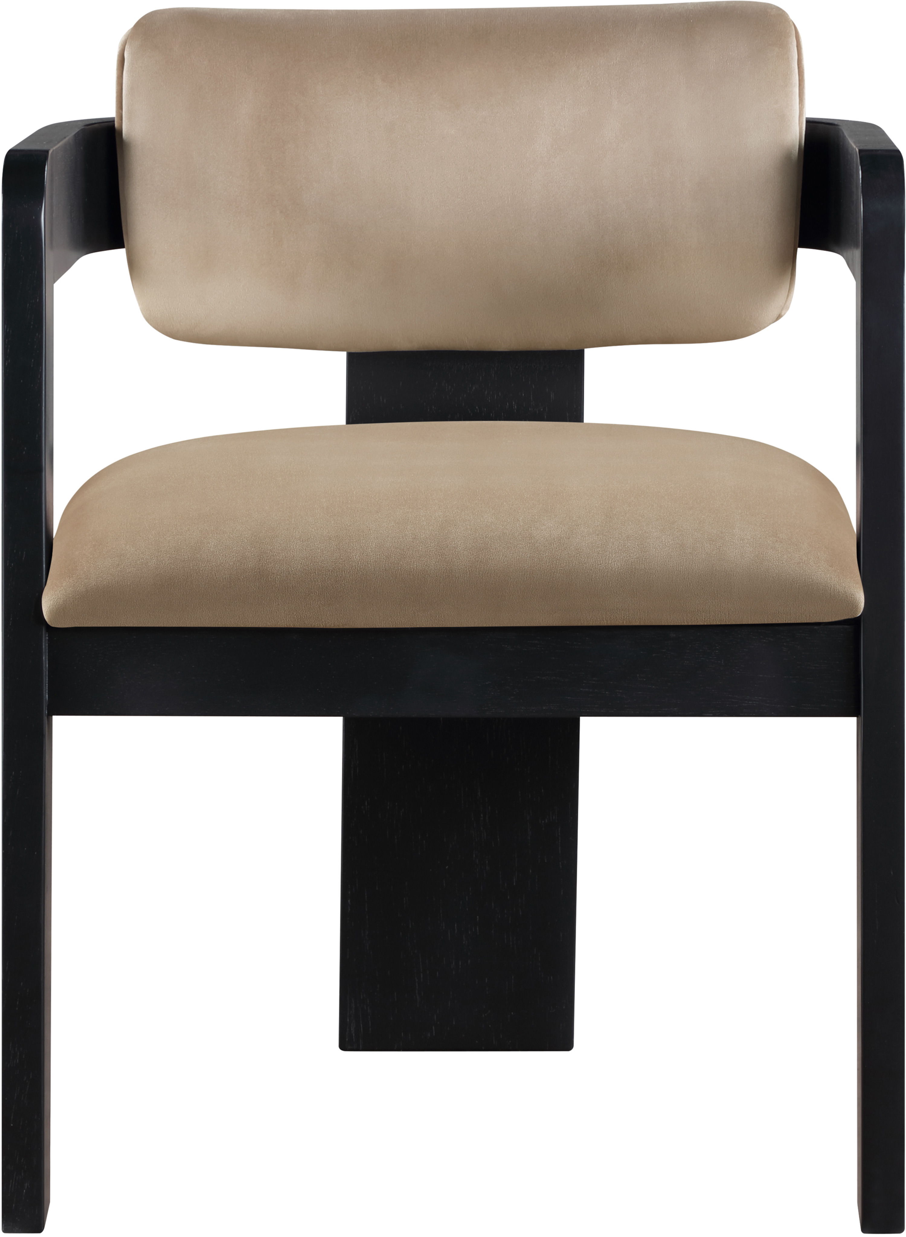 Sacha - Velvet Dining Chair With Black Base (Set of 2) - Beige