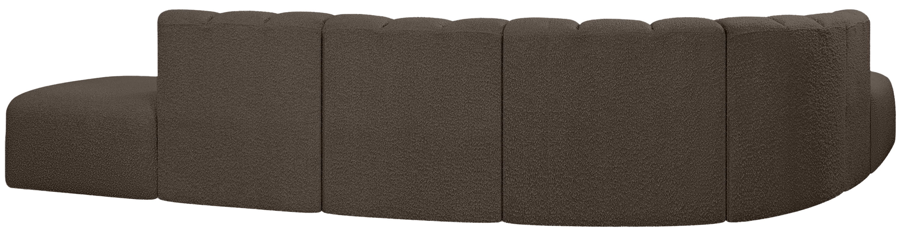 Arc - Boucle Fabric 7 Piece Corner Modular Sofa - Brown