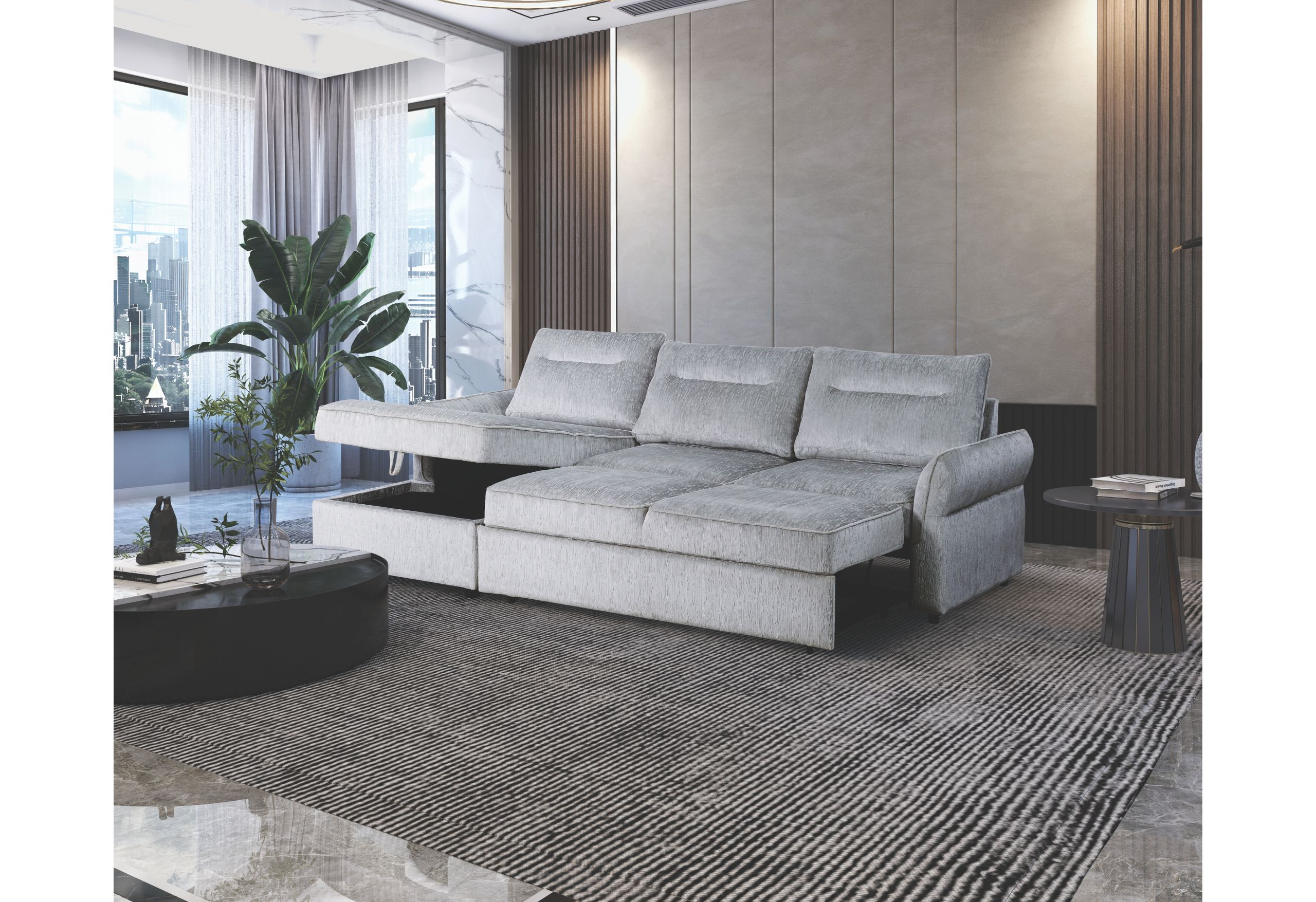 U0301 - LAF Chaise With Storage - Gray