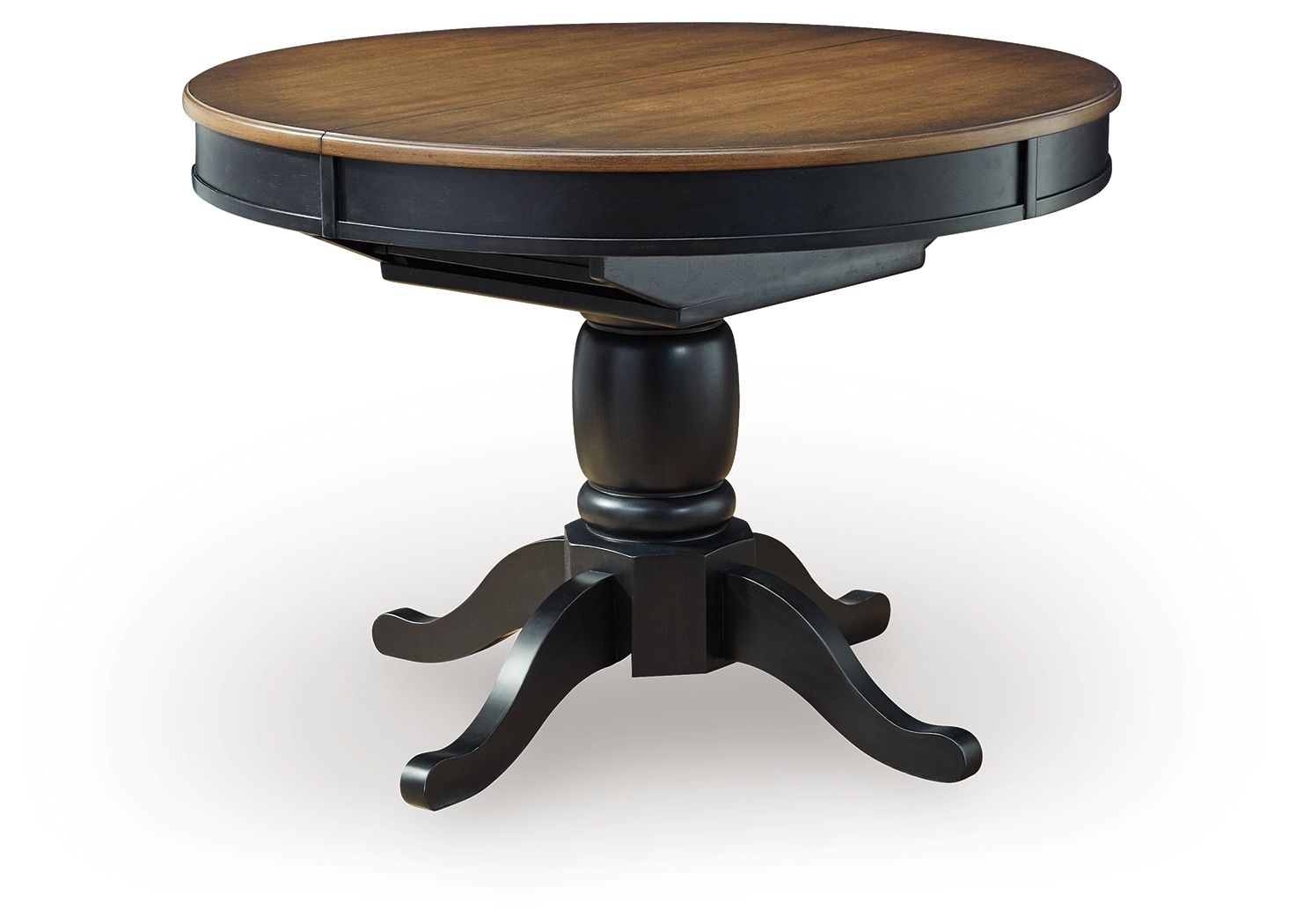 Ashley Furniture Clorazi - Oval Dining Room Butterfly Extension Table - Black / Brown - Image 4