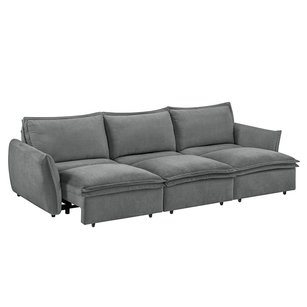 Eaden - Power Sofa With Sleeper - Gray Chenille, dark gray, view 2
