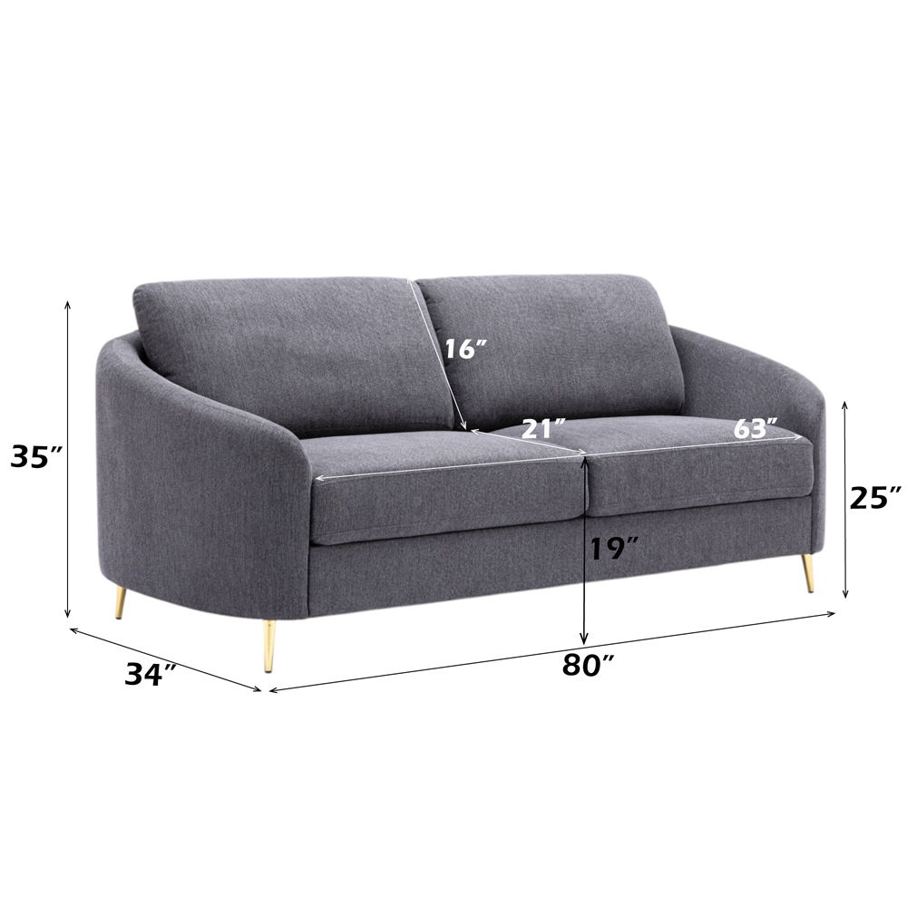 Yuina - Sofa - Gray Linen, dark gray, view 5