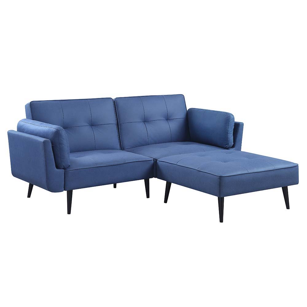 Nafisa - Adjustable Sofa & Ottoman - Blue Fabric, blue, view 2