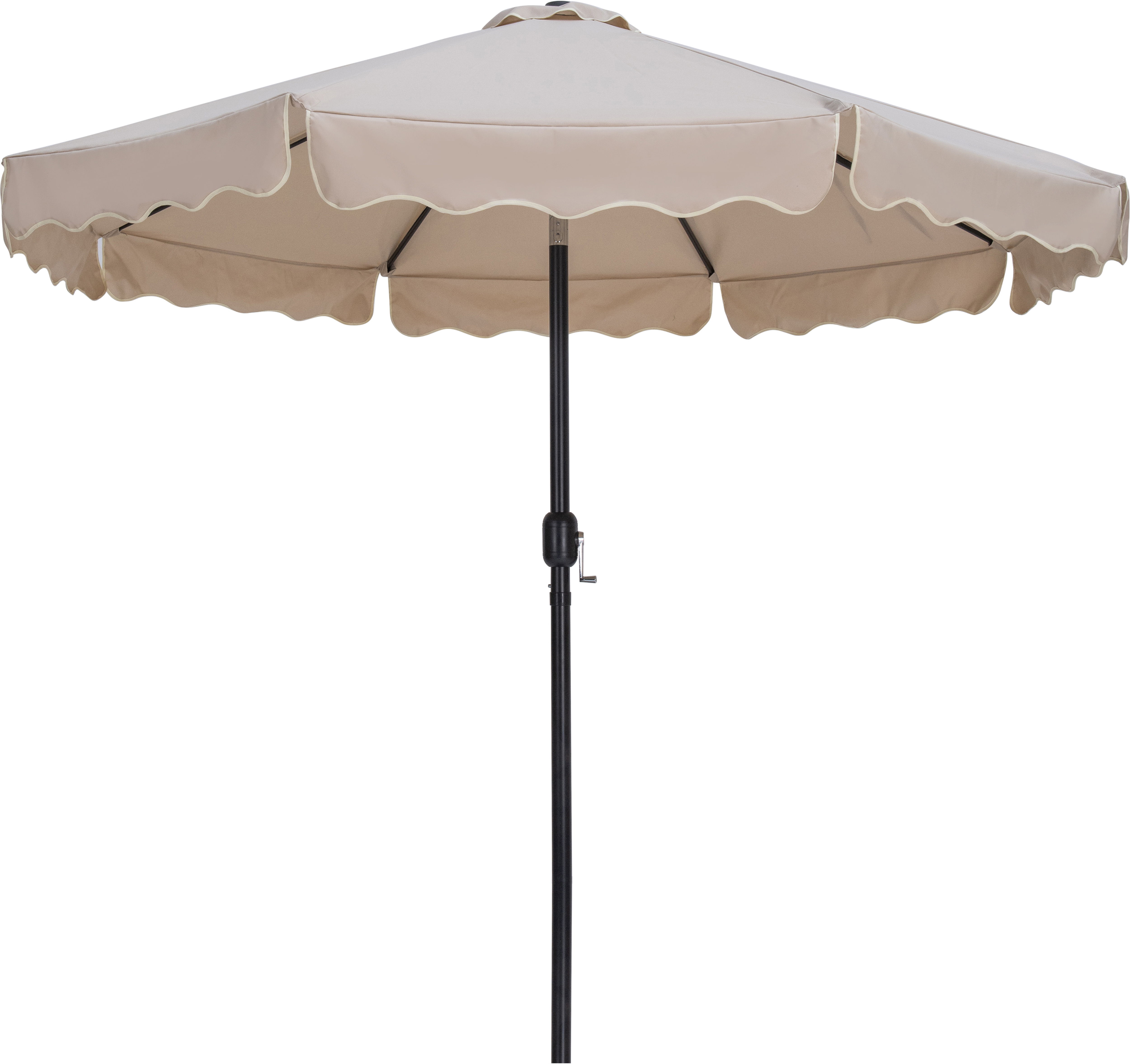 Amalfi - With Cream Piping Aluminum Patio Umbrella With White Base / Black Pole - Beige