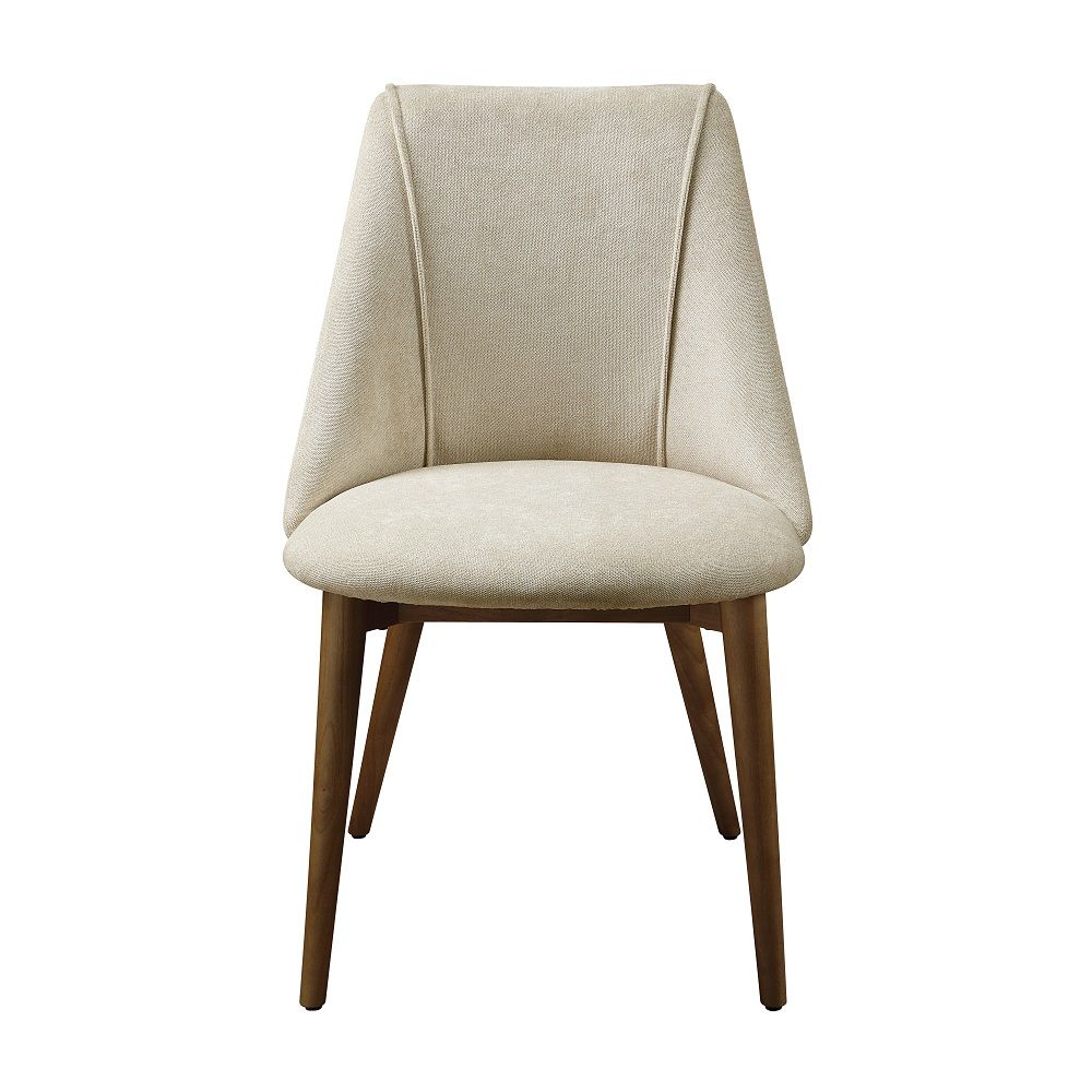 Willene - Side Chair (Set of 2) - Beige Fabric & Walnut, beige