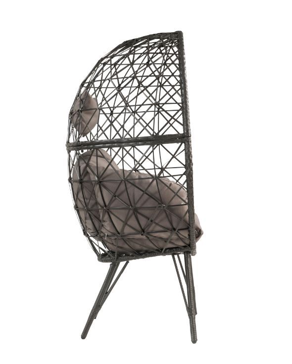 Aeven - Patio Lounge Chair - Light Gray Fabric & Black Wicker, light gray, view 6