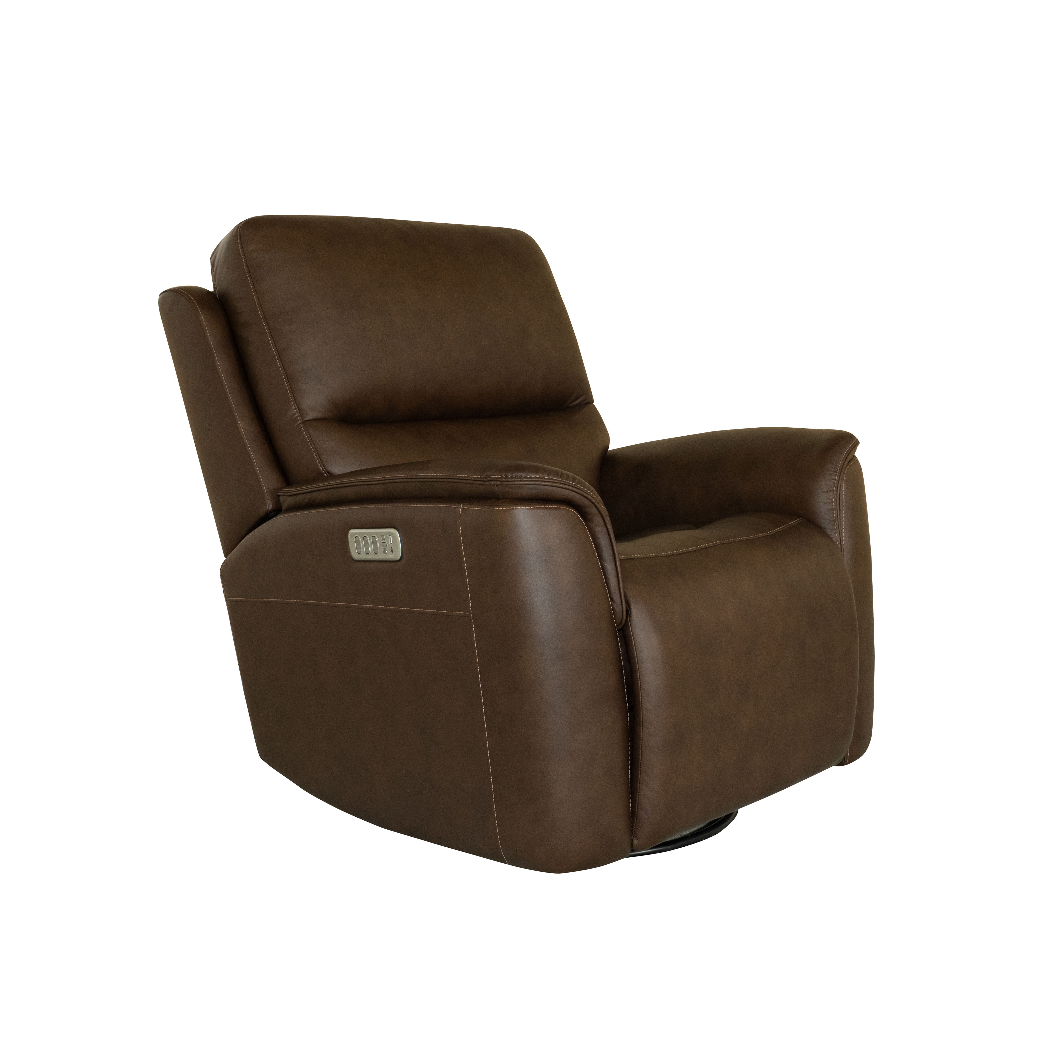 Henry - Power Swivel Gliding Recliner With Power Headrest, Lumbar, Heat & Massage - Burnt Umber Image