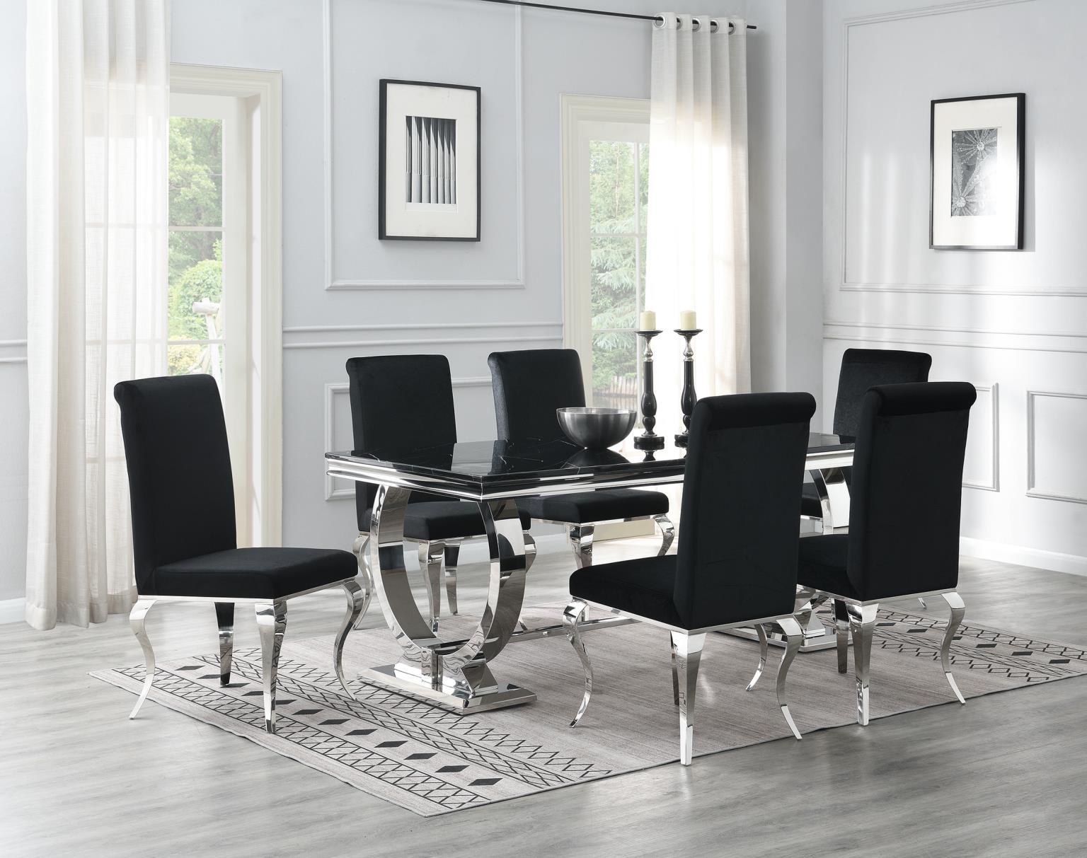 7 Pc · Table, 6 Velvet Chairs