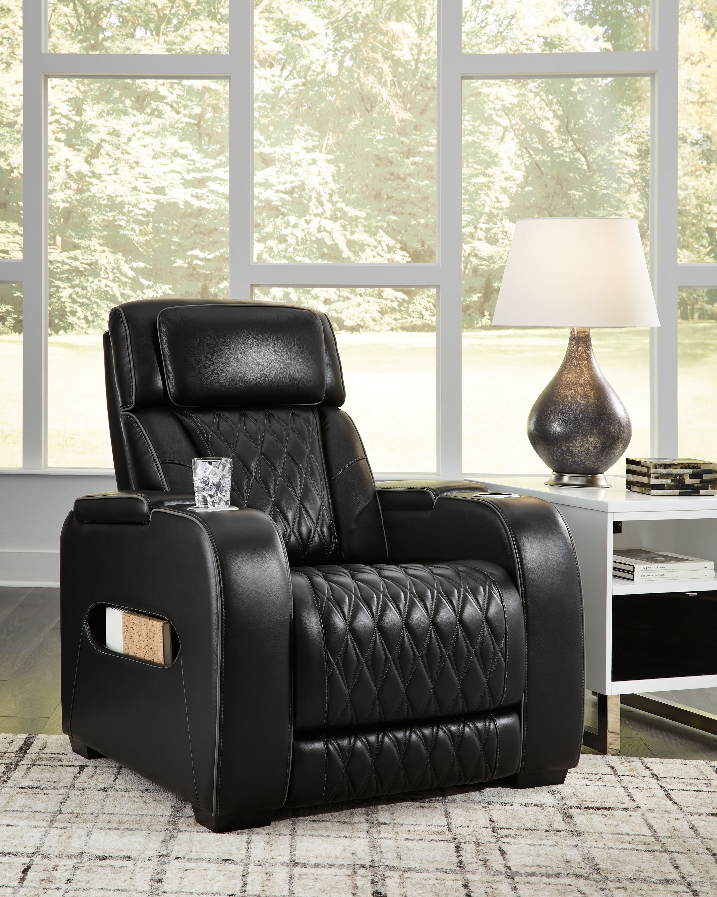 Ashley Furniture Boyington - Power Recliner/ Adj Headrest - Black - Image 7