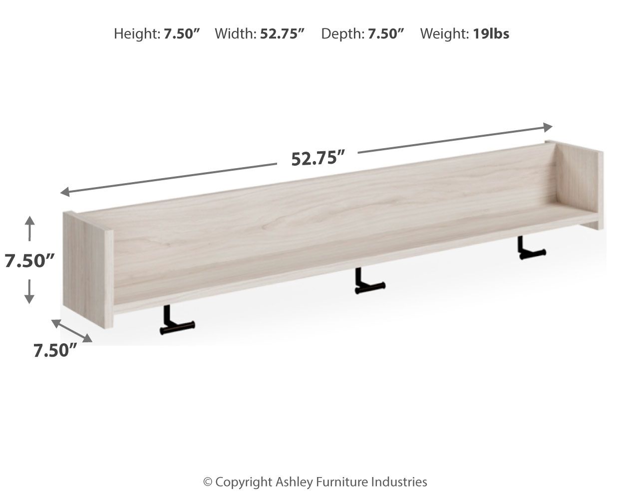 Socalle - Wall Mounted Coat Rack w/Shelf - Light Natural, beige, view 6
