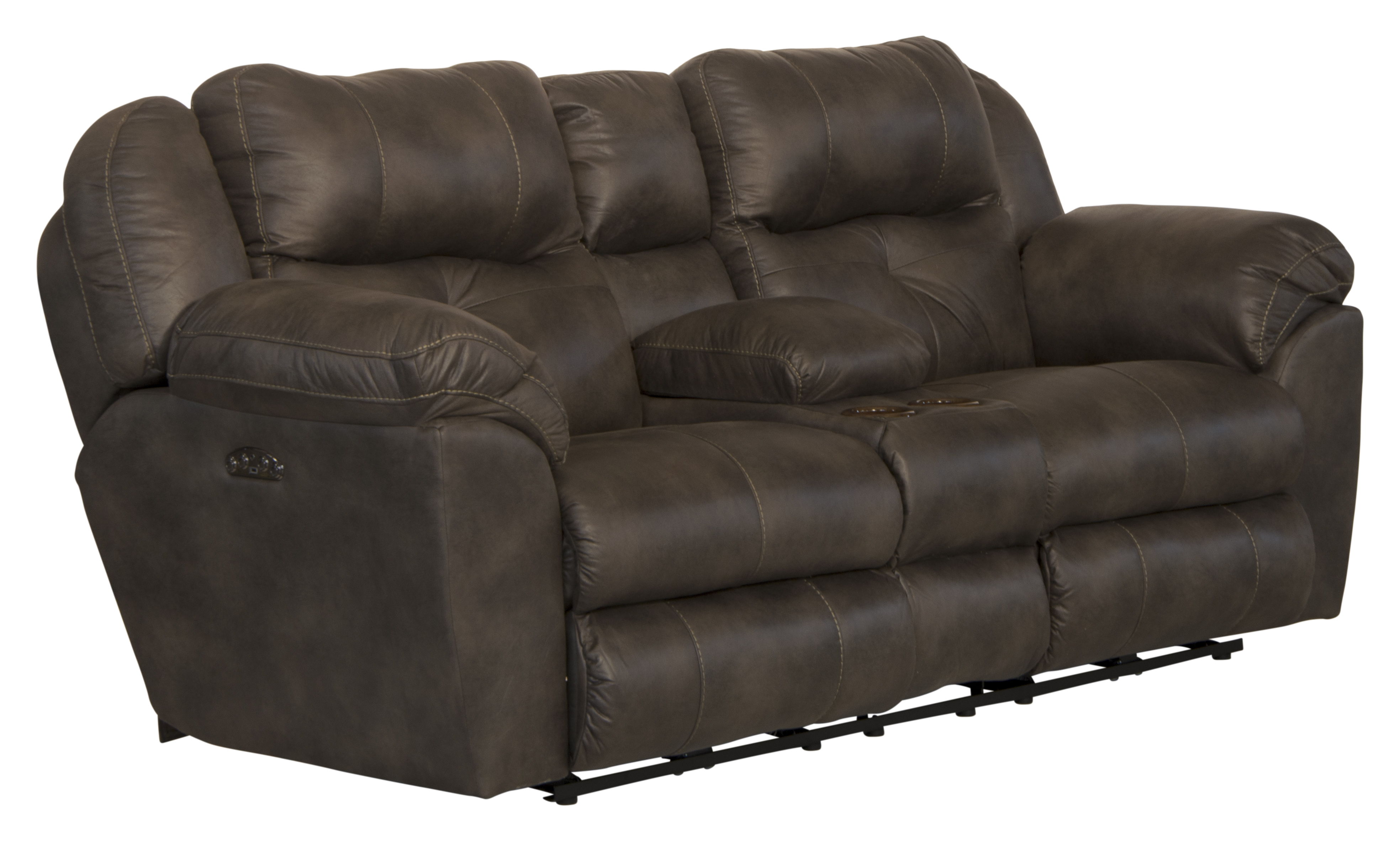 Ferrington - Power Lay Flat Reclining Console Loveseat With Power Adjustable Headrest - Dusk