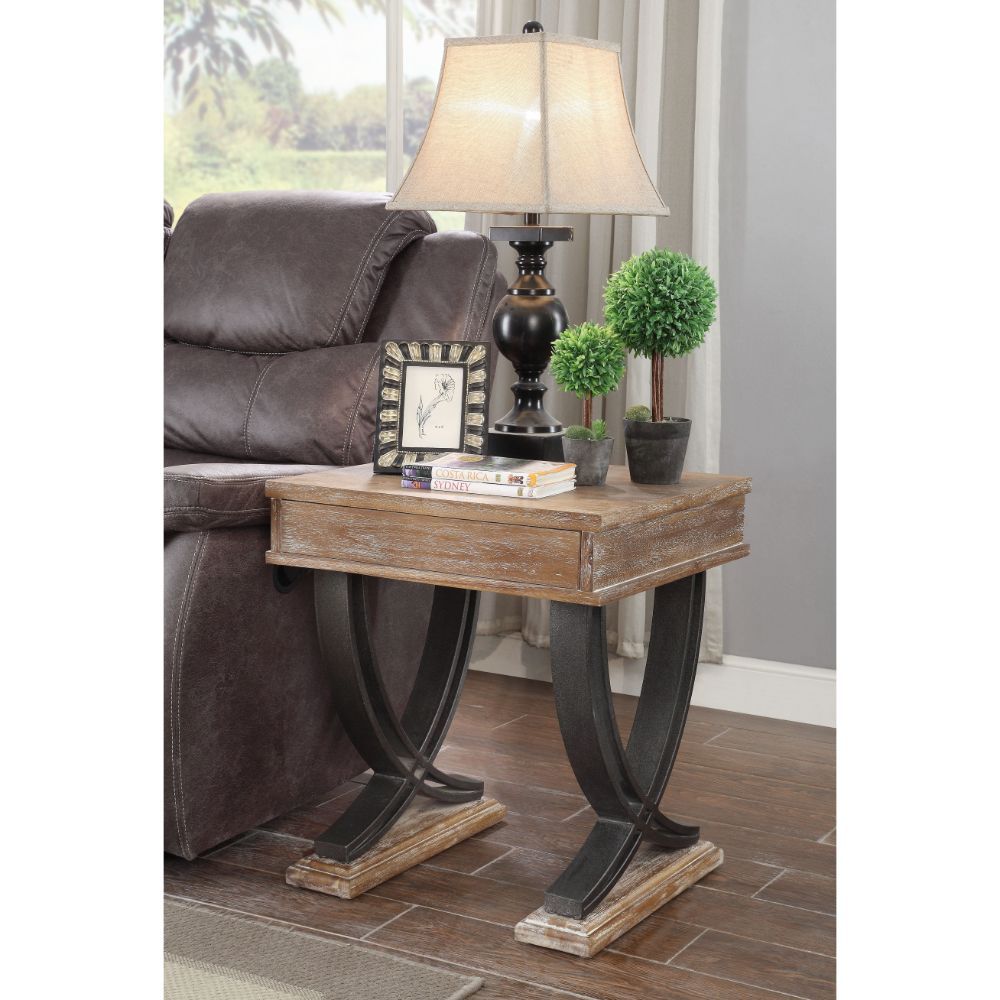 Pellio - End Table - Antique Oak & Black, light brown, view 2