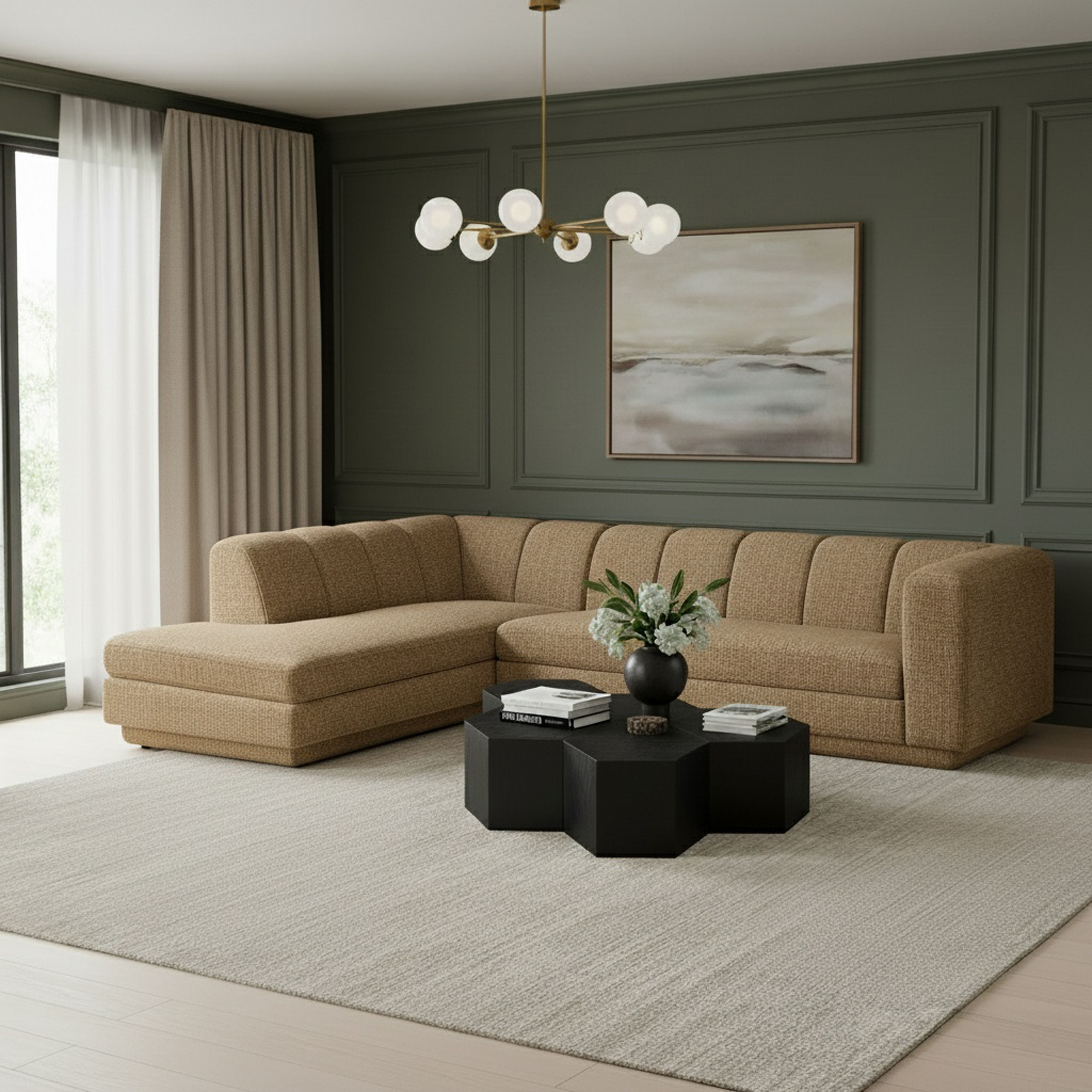Modari - Fabric Upholstered 2 Piece LAF Modular Sectional - Brown