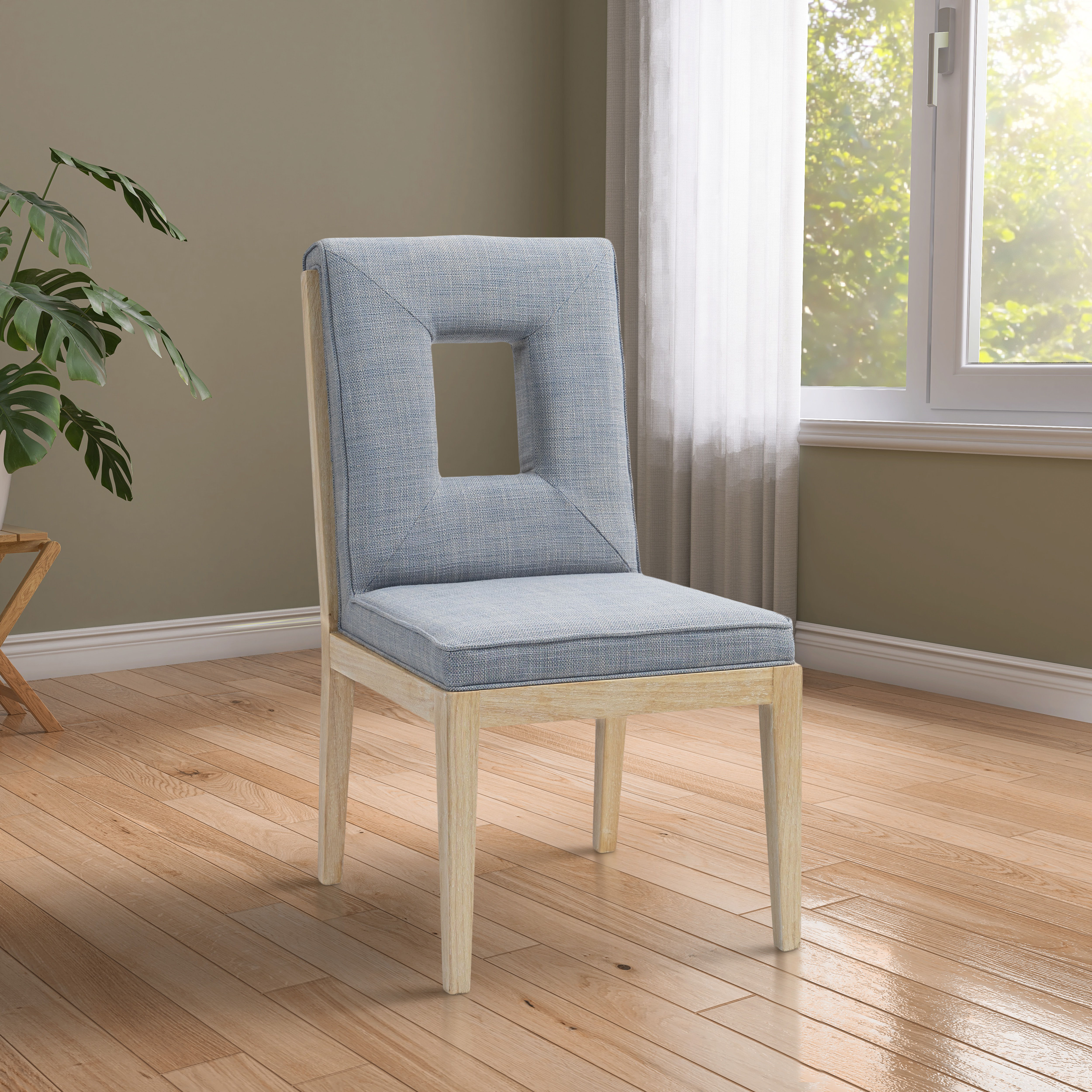 Gwendolyn - Dining Side Chair With Natural Frame (Set of 2) - Light Blue
