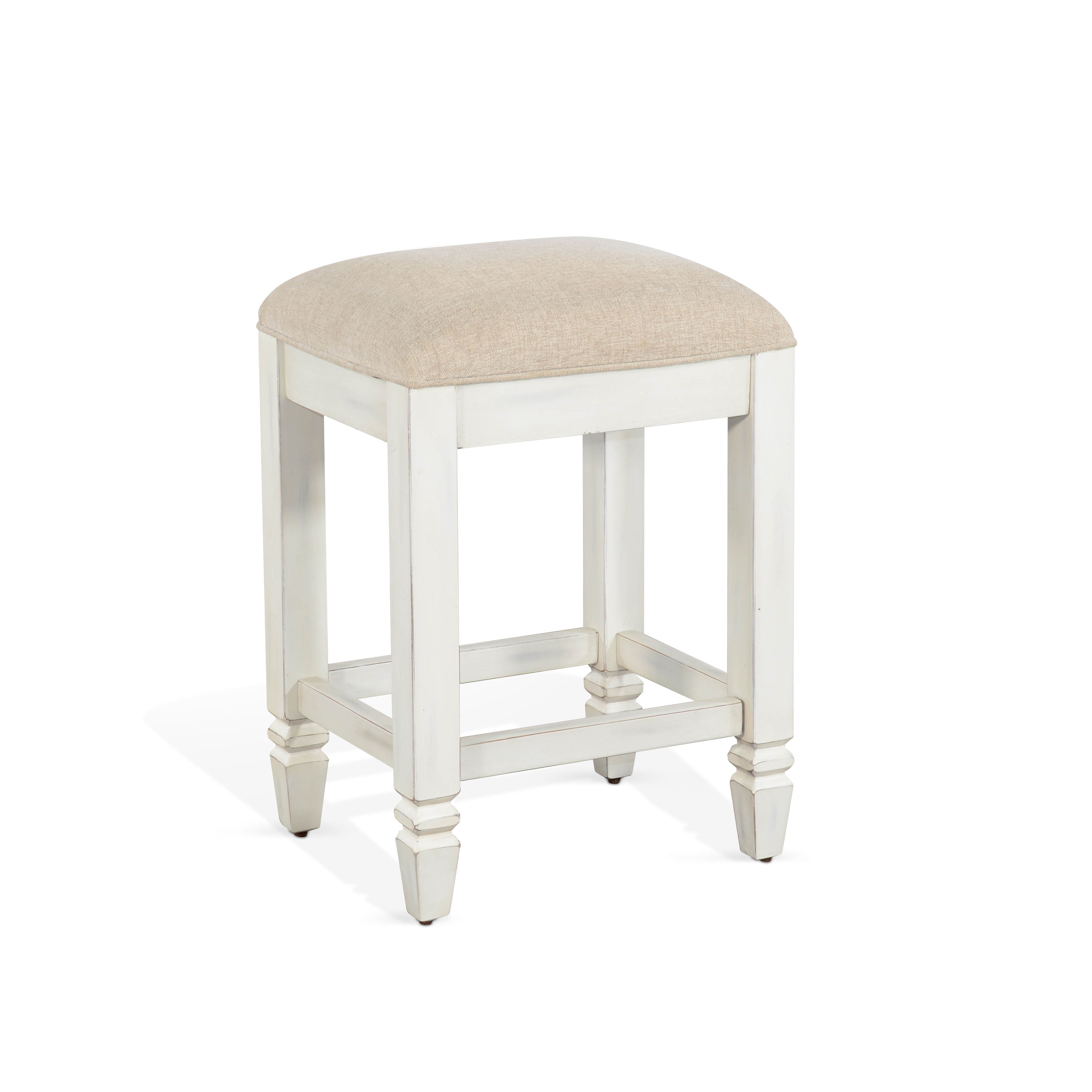 24\" Stool With Cushion Seat - White / Light Brown Image