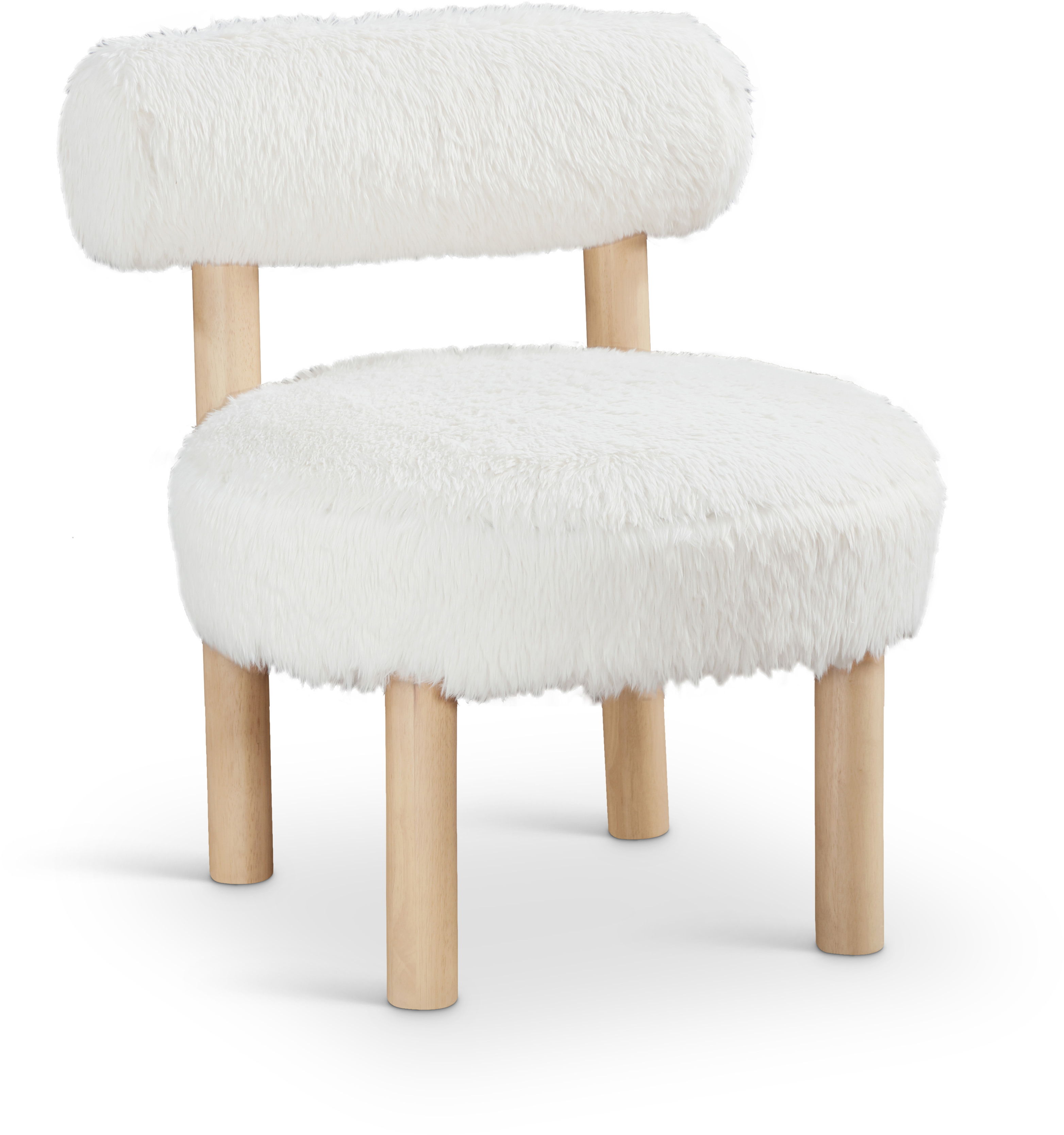 Ambre - Vegan Shearling Fabric Accent Chair - Cream