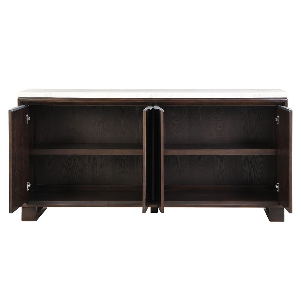Edwyn - Server With Marble Top - Natural Marble Top & Espresso Finish, dark brown, view 3
