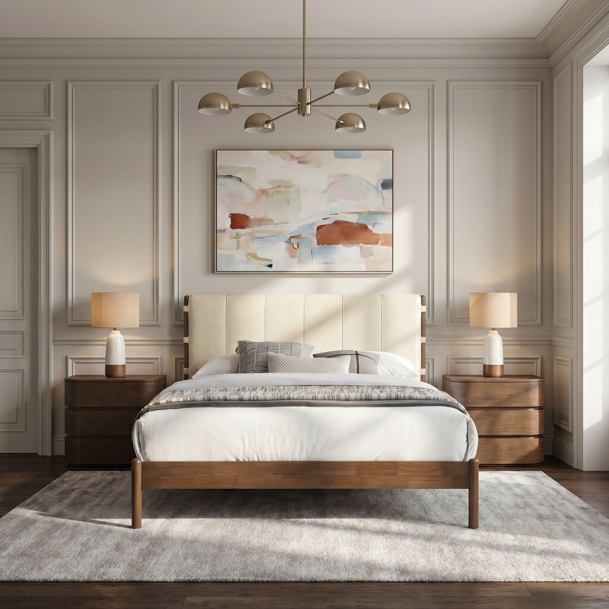 Arielle - Vegan Leather Upholstered Full Bed - Cream