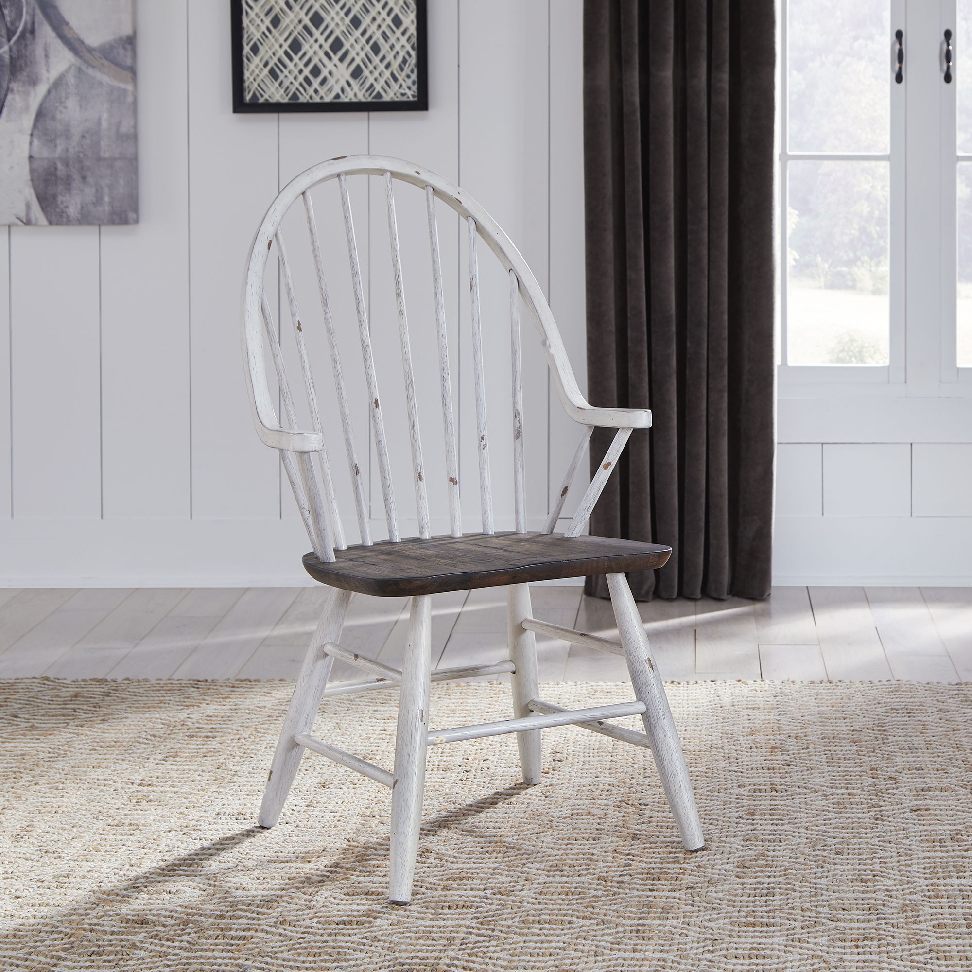 Liberty Furniture Farmhouse - Windsor Back Arm Chair - White