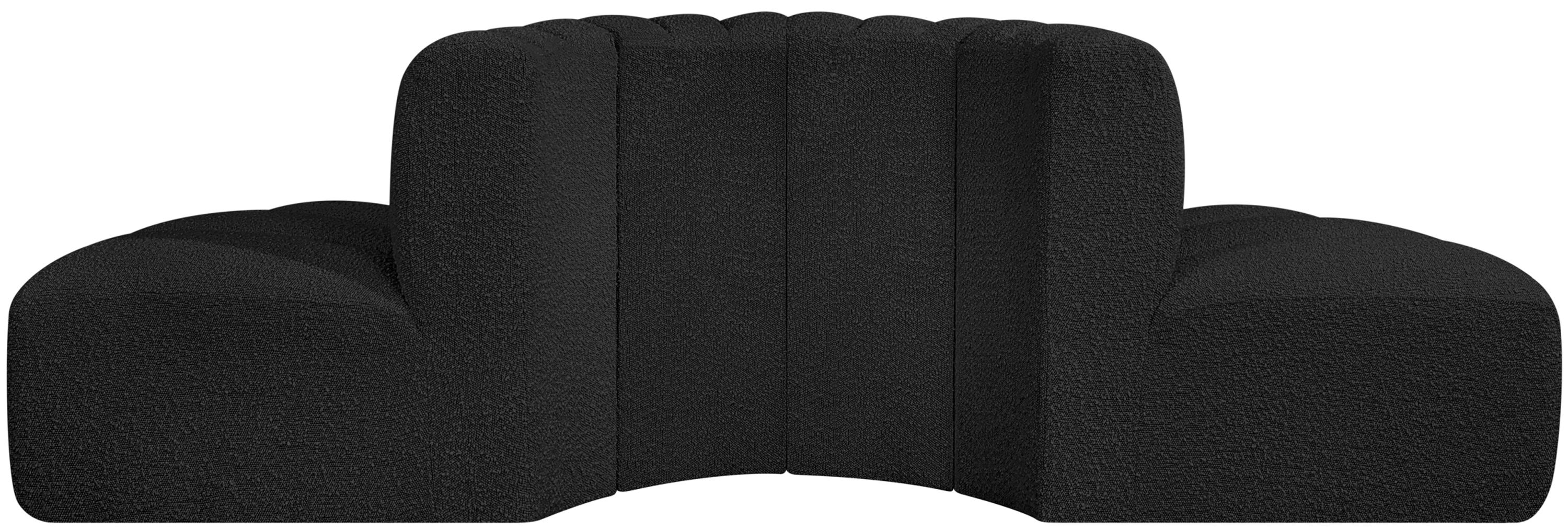 Arc - Boucle Fabric 4 Piece Modular Sofa - Black