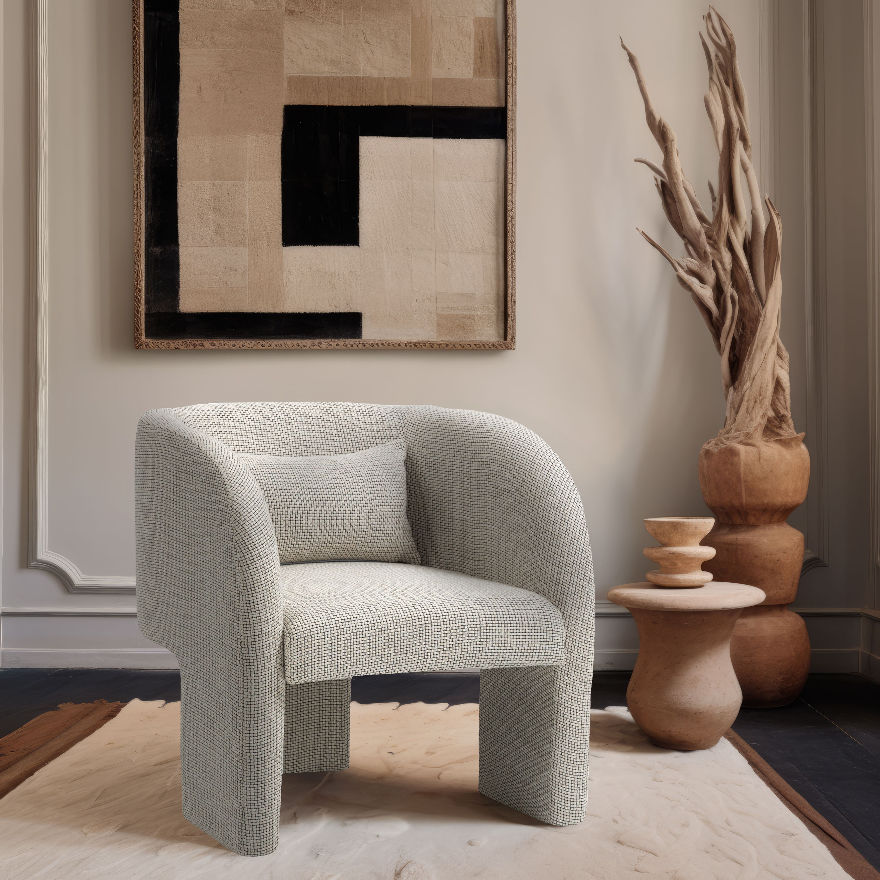 Sawyer - Weaved Accent Chair - Cream