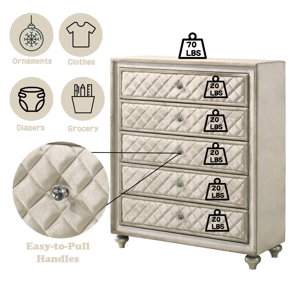 Lucienne - Chest - Beige Velvet, beige, view 5