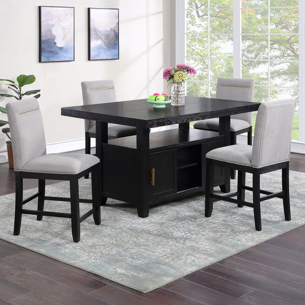 Yves - 5 Piece Dining Set - Black