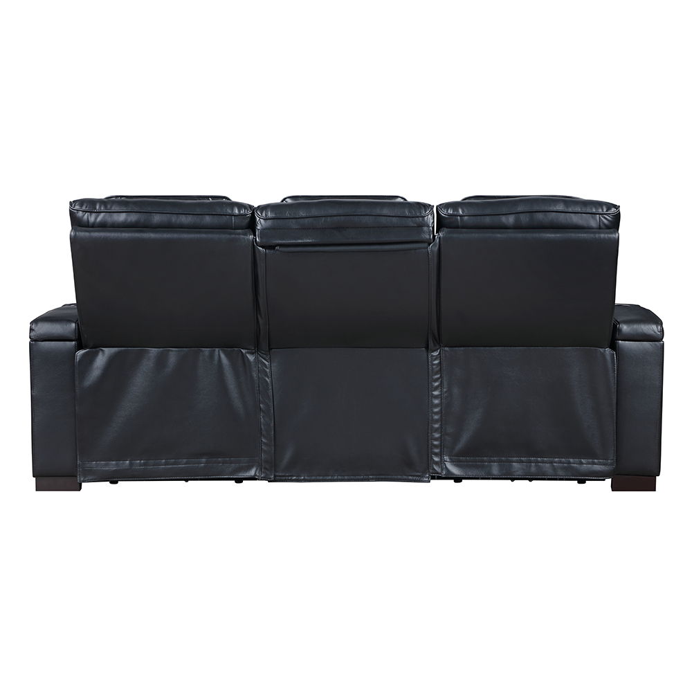Ephron - Power Motion Sofa With Dropdown Table, Wireless Charging, Reading Light, Power Headrests & LED - Black, black, view 4