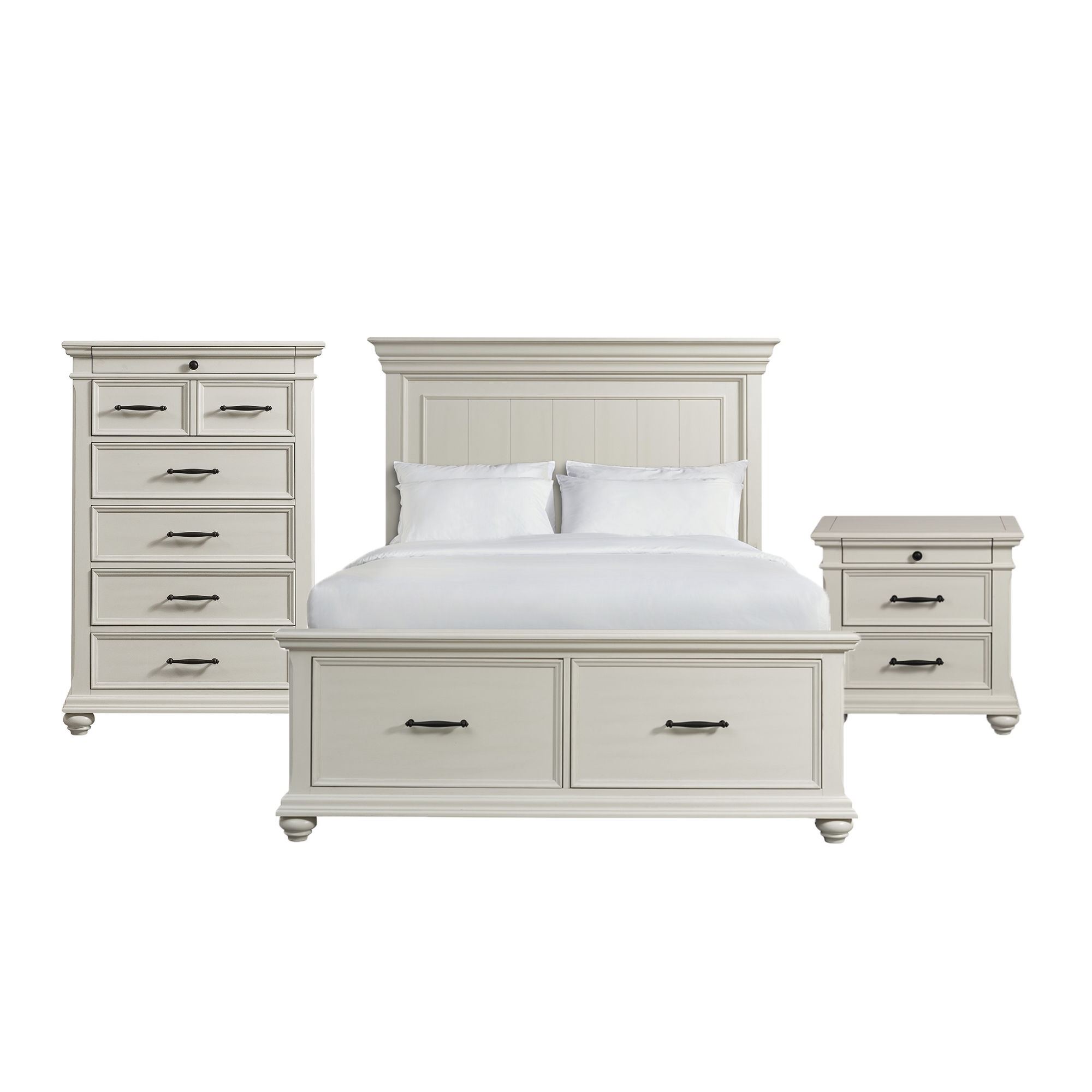 Slater - Queen Platform Storage 3 Piece Bedroom Set - White
