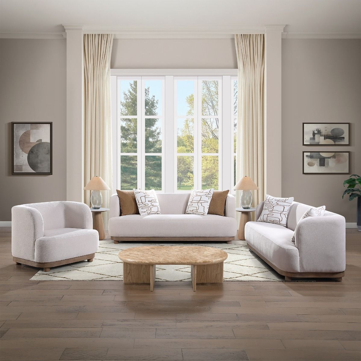 Duncan - Sofa With 4 Pillows - Beige, white, view 8