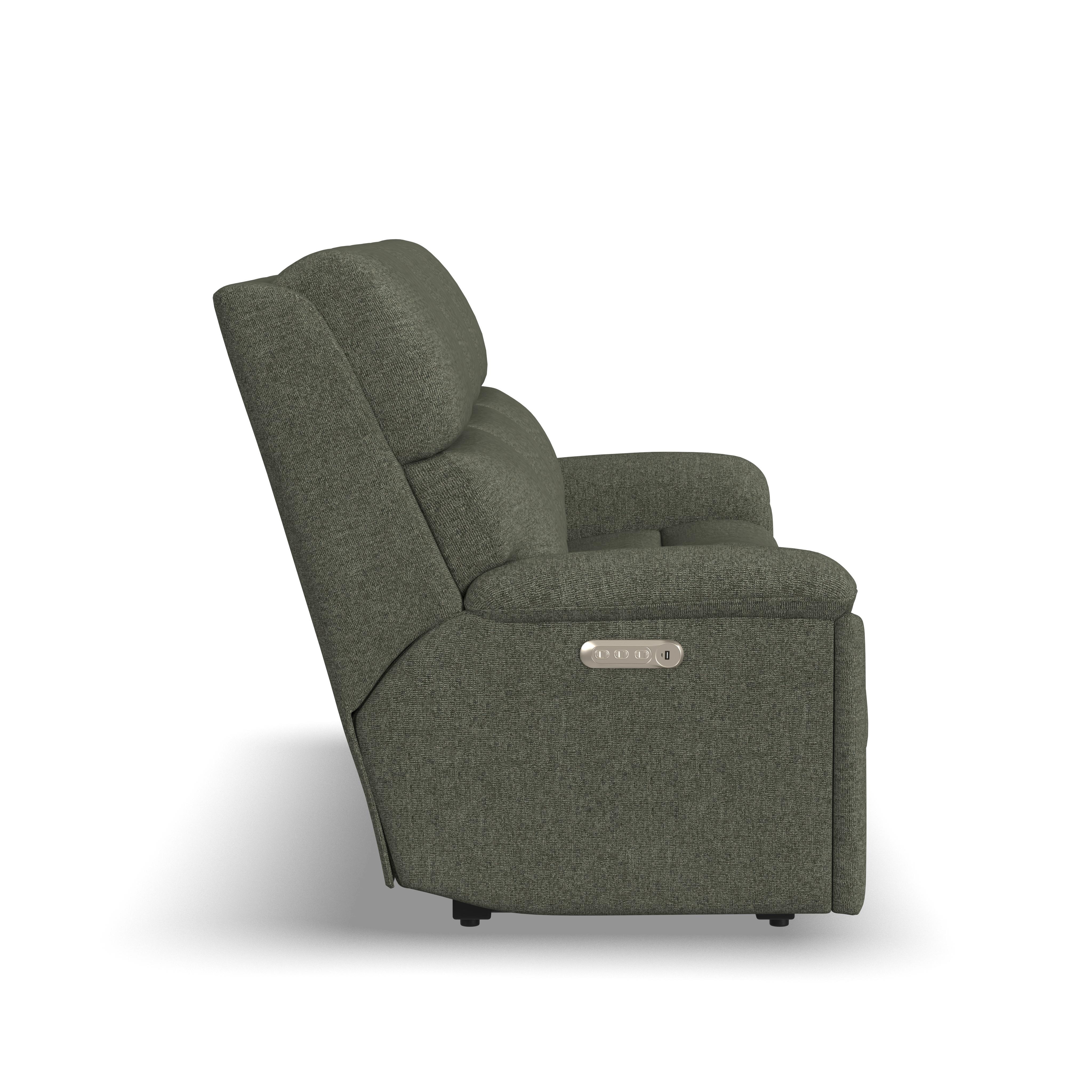 Porter - Transitional Power Reclining Sofa With Console & Power Headrests & Lumbar - Gray, dark gray, view 3