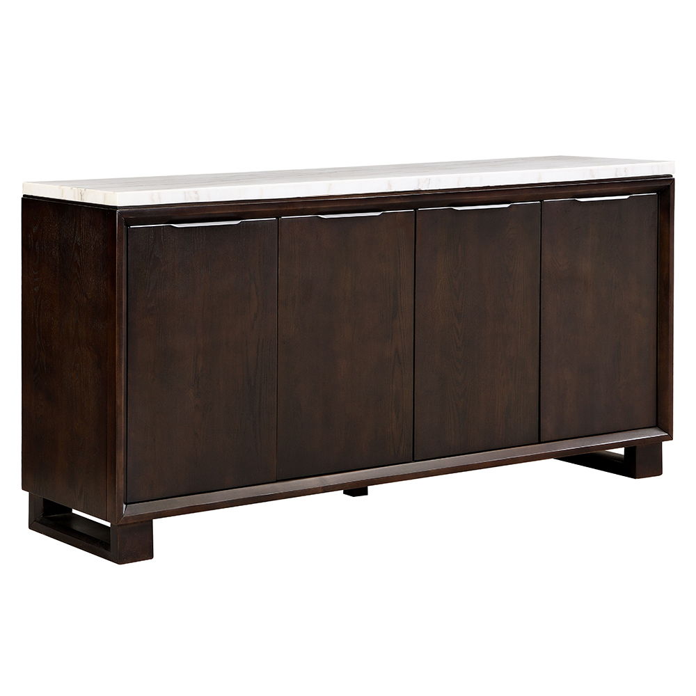 Edwyn - Server With Marble Top - Natural Marble Top & Espresso Finish, dark brown, view 4
