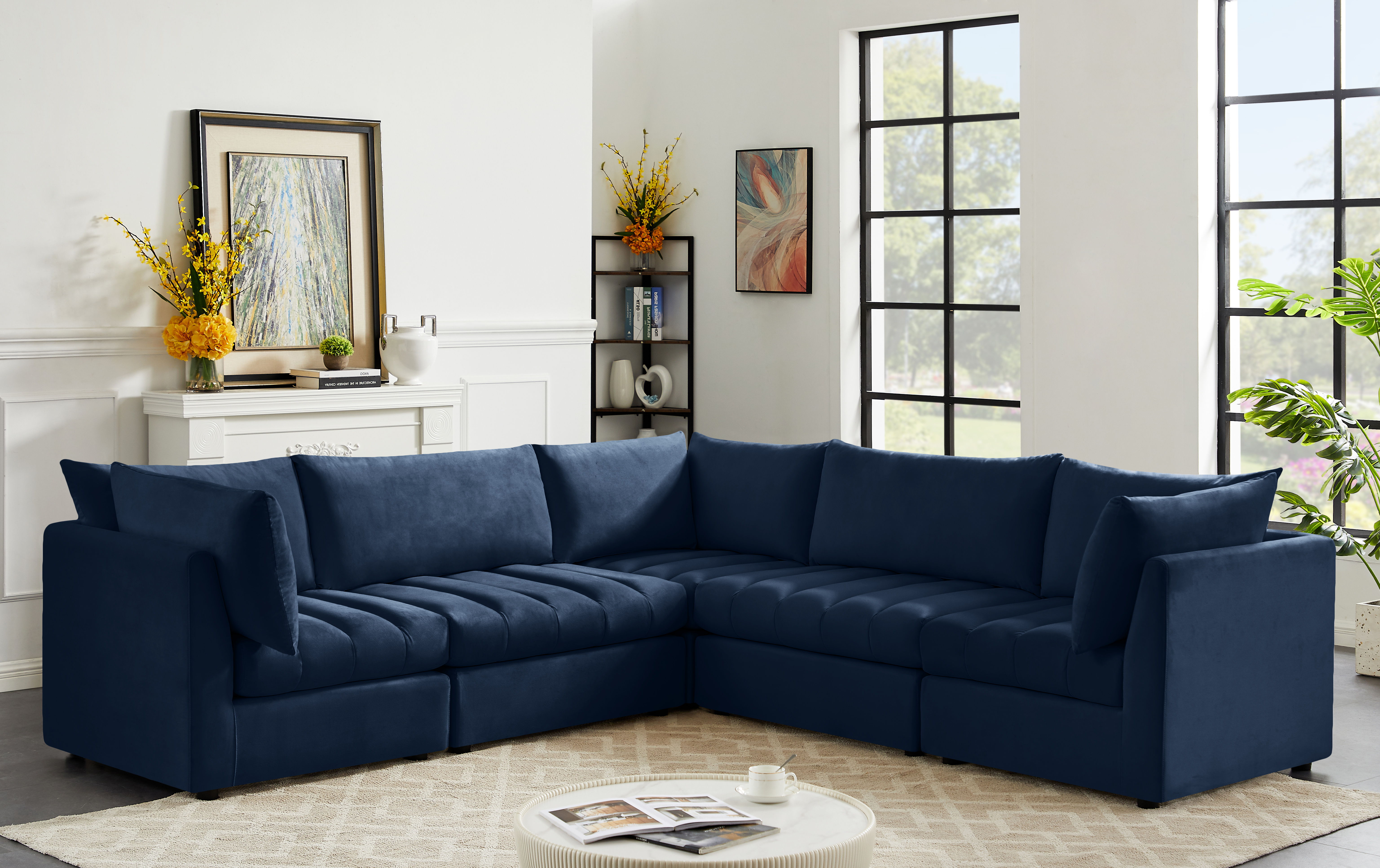 Jacob - Modular Corner Sectional 5 Piece - Navy