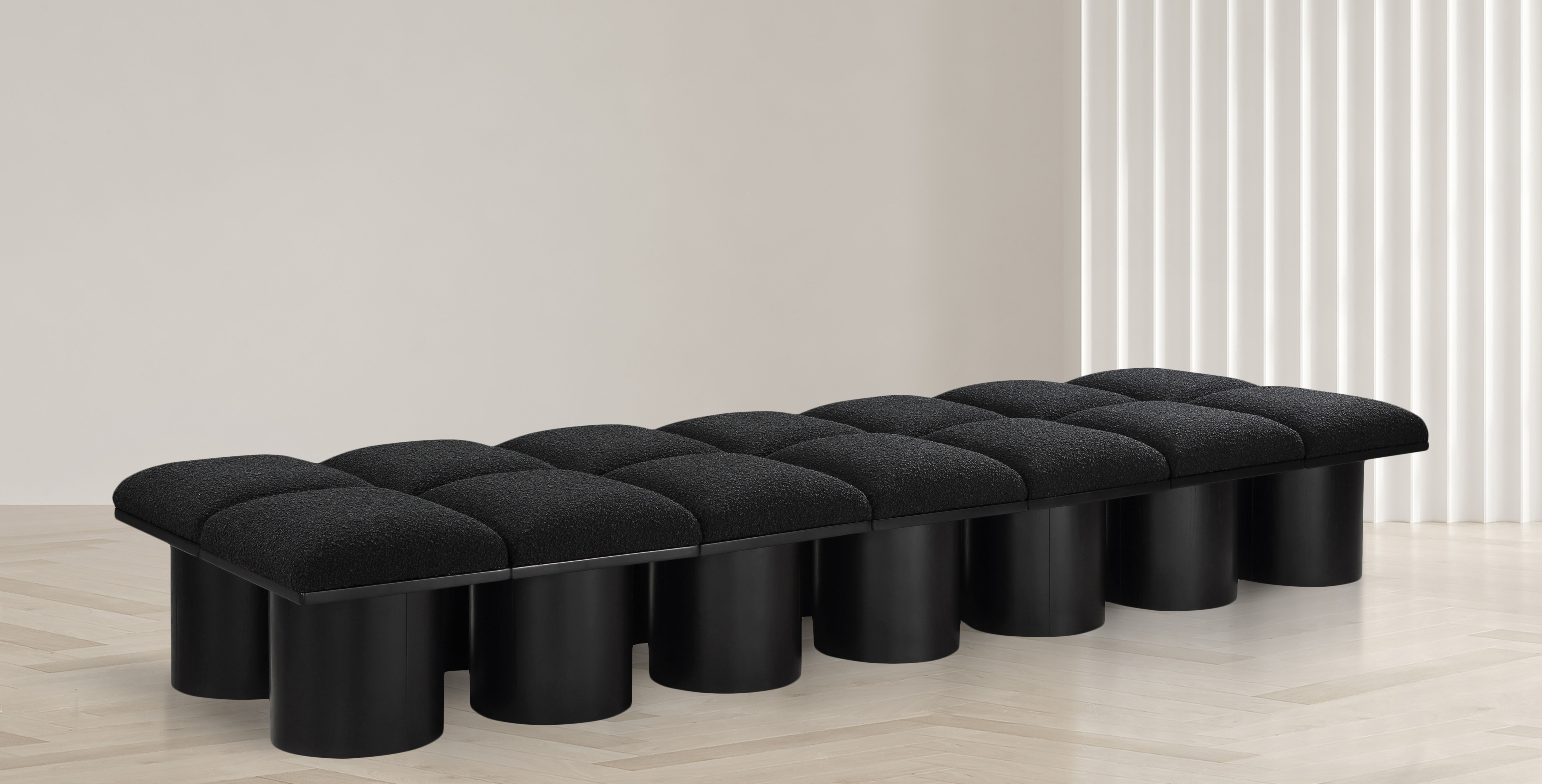 Pavilion - 108.5" 14 Piece Modular Bench With Black Base - Black