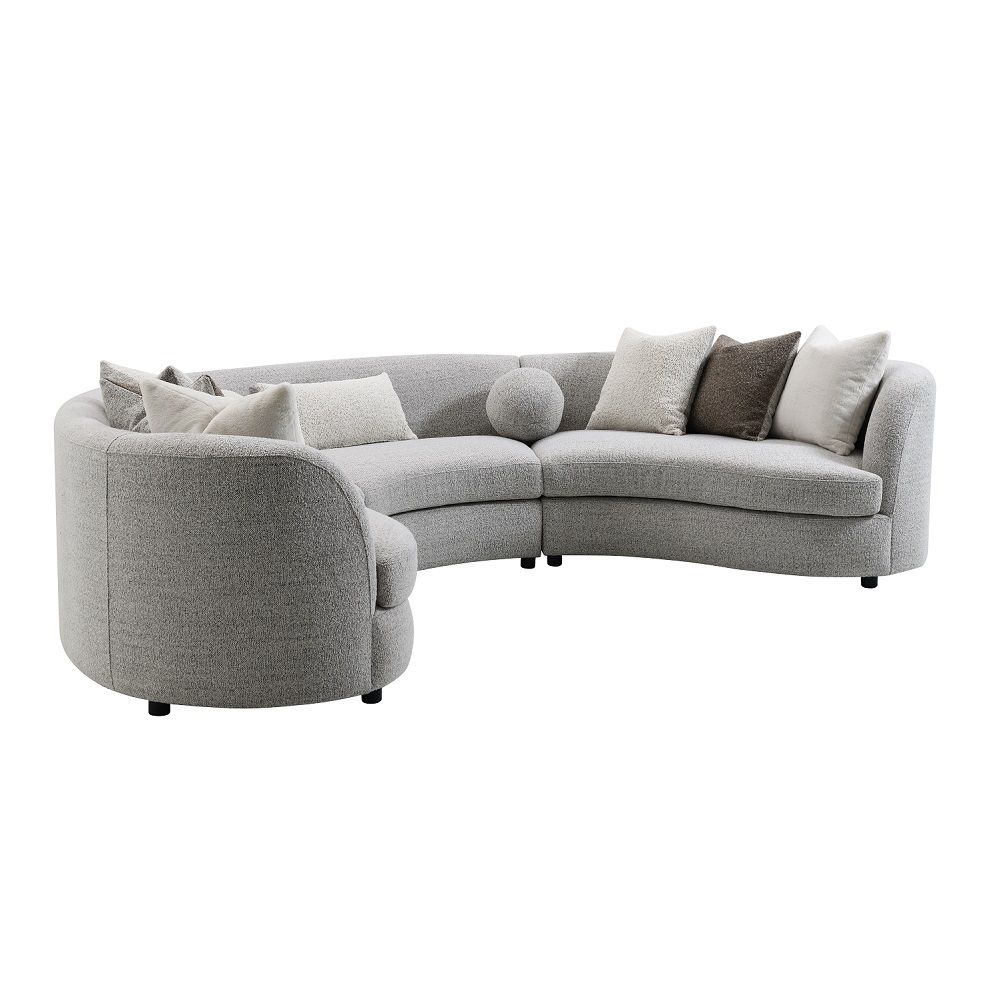 Ivria - Sectional Sofa With 9 Pillows - Gray Boucle, gray