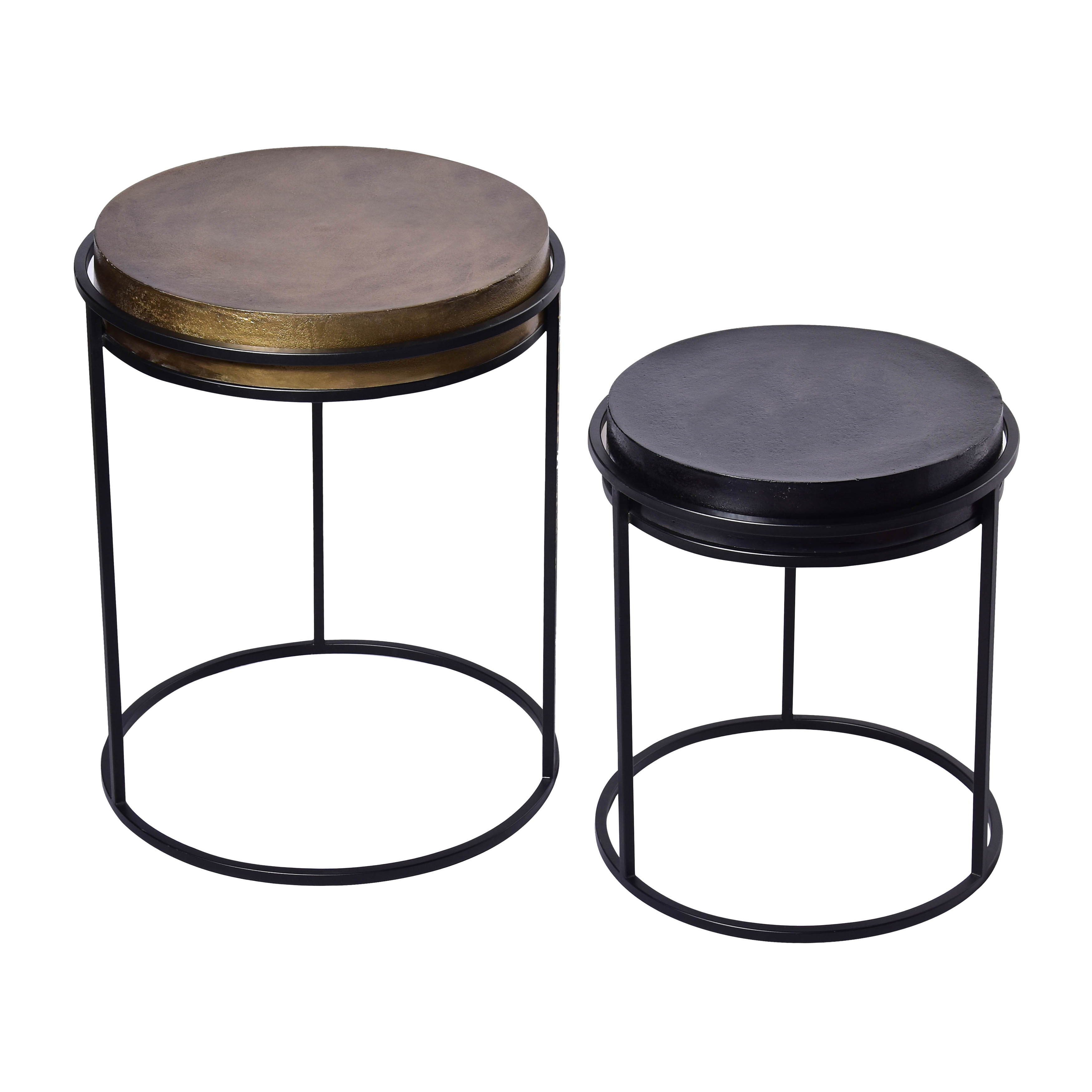 16\" x 18\" / 19\" x 23\" Metal Nested Round Side Tables (Set of 2) - Black Image