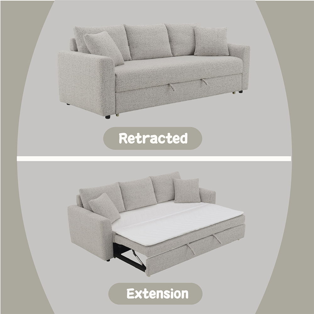 Connie - Sofa With Sleeper - Gray Boucle, beige, view 7