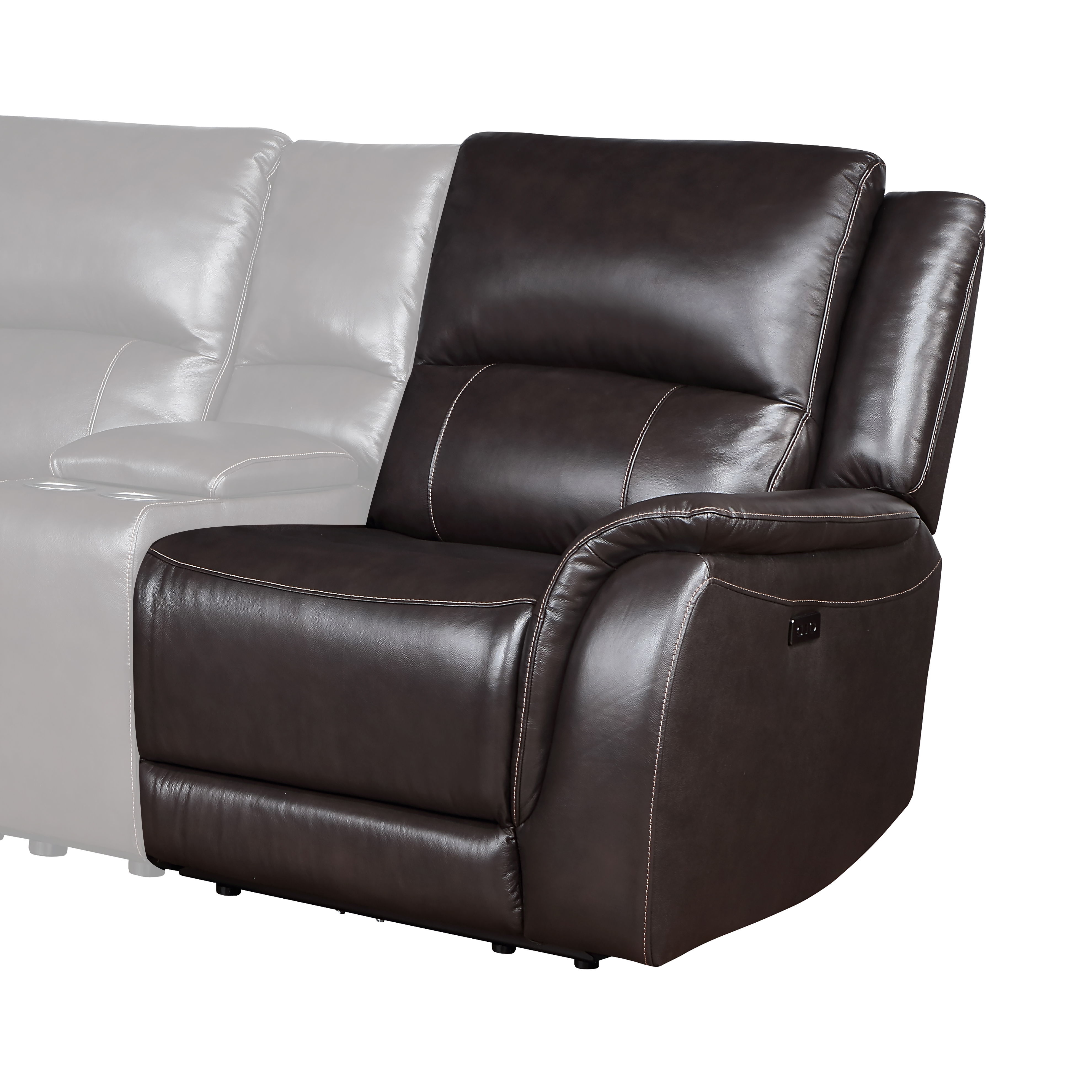 Alexandria - Leather Power Right-Arm-Facing Recliner With USB Port - Charcoal