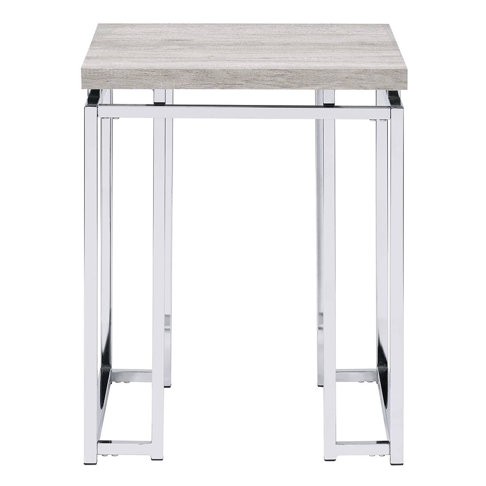 Chafik - End Table - Natural Oak & Chrome, light brown, view 7