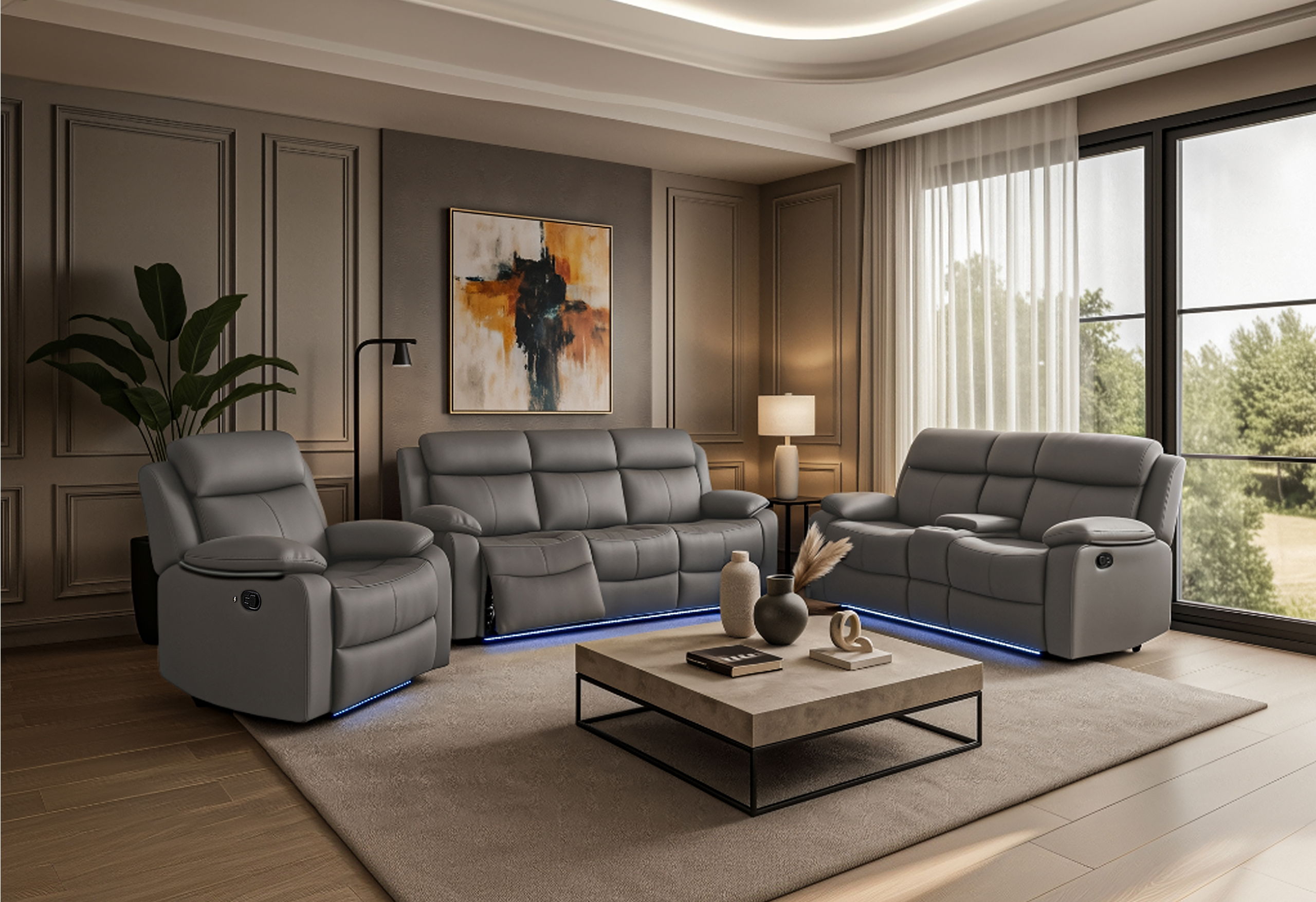 3 Pc · 46A Reclining Sofa, Console Reclining Loveseat With Speaker