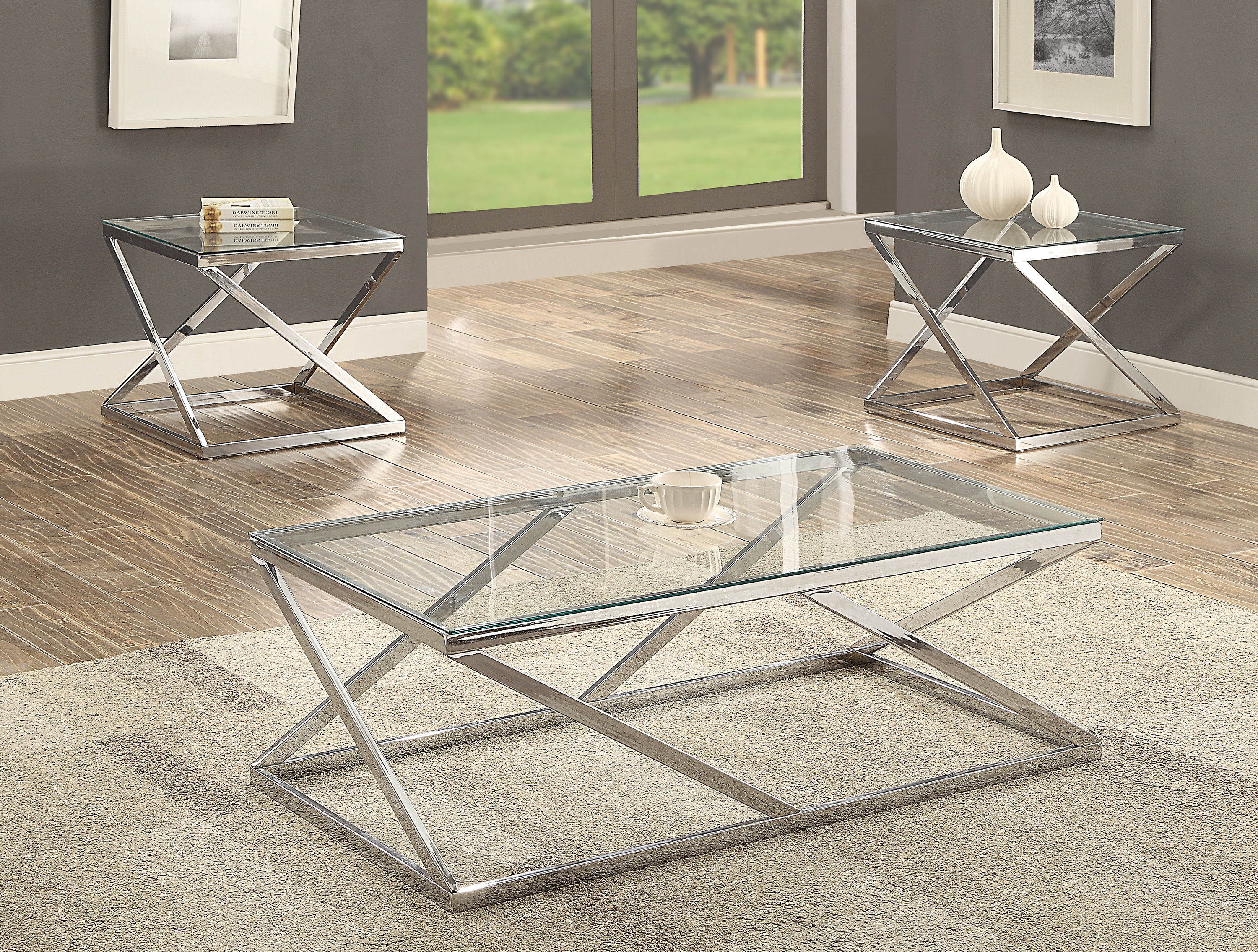 Chase - 3 Piece Cocktail Table Base - Silver Image