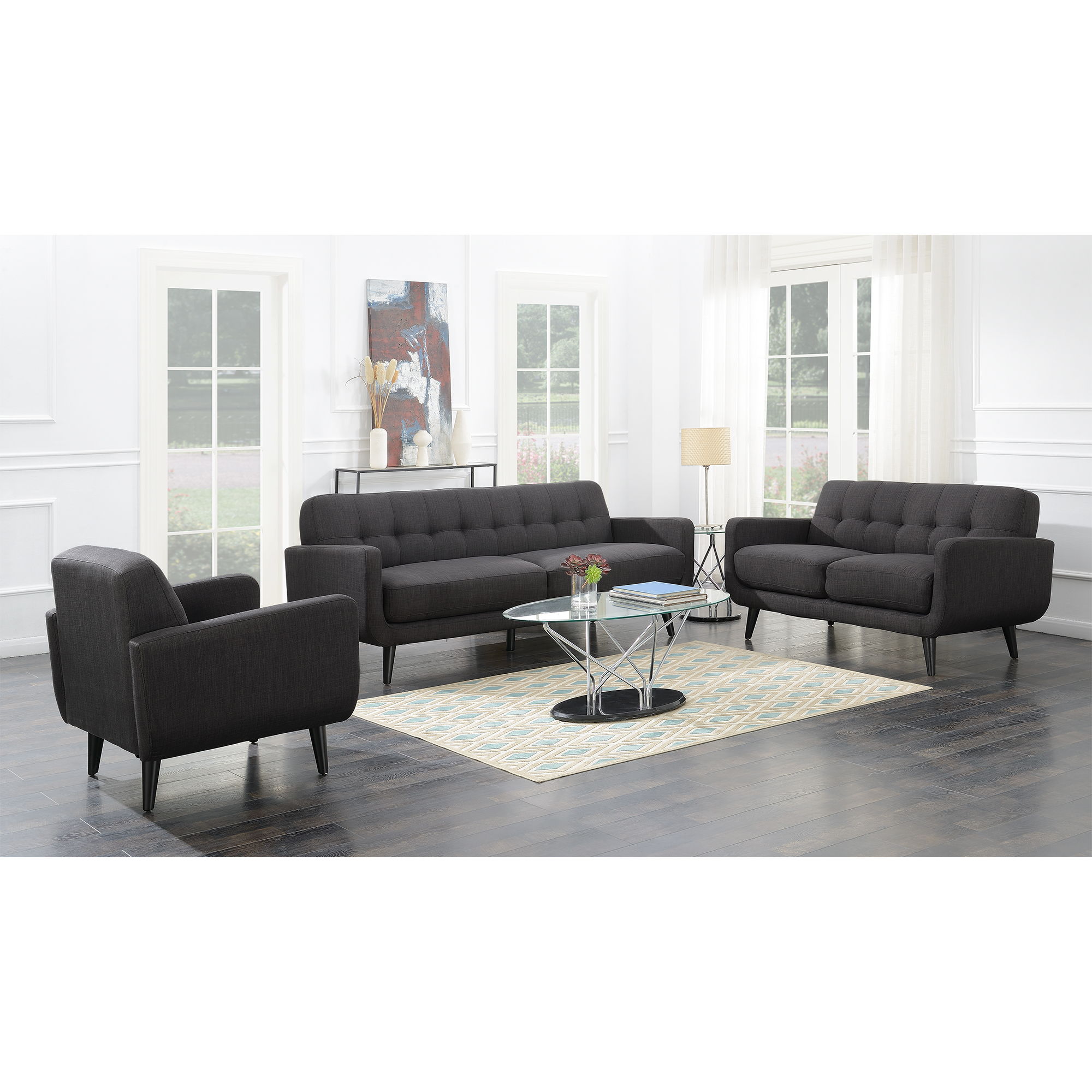 Hadley - 3 Piece Sofa Set - Charcoal