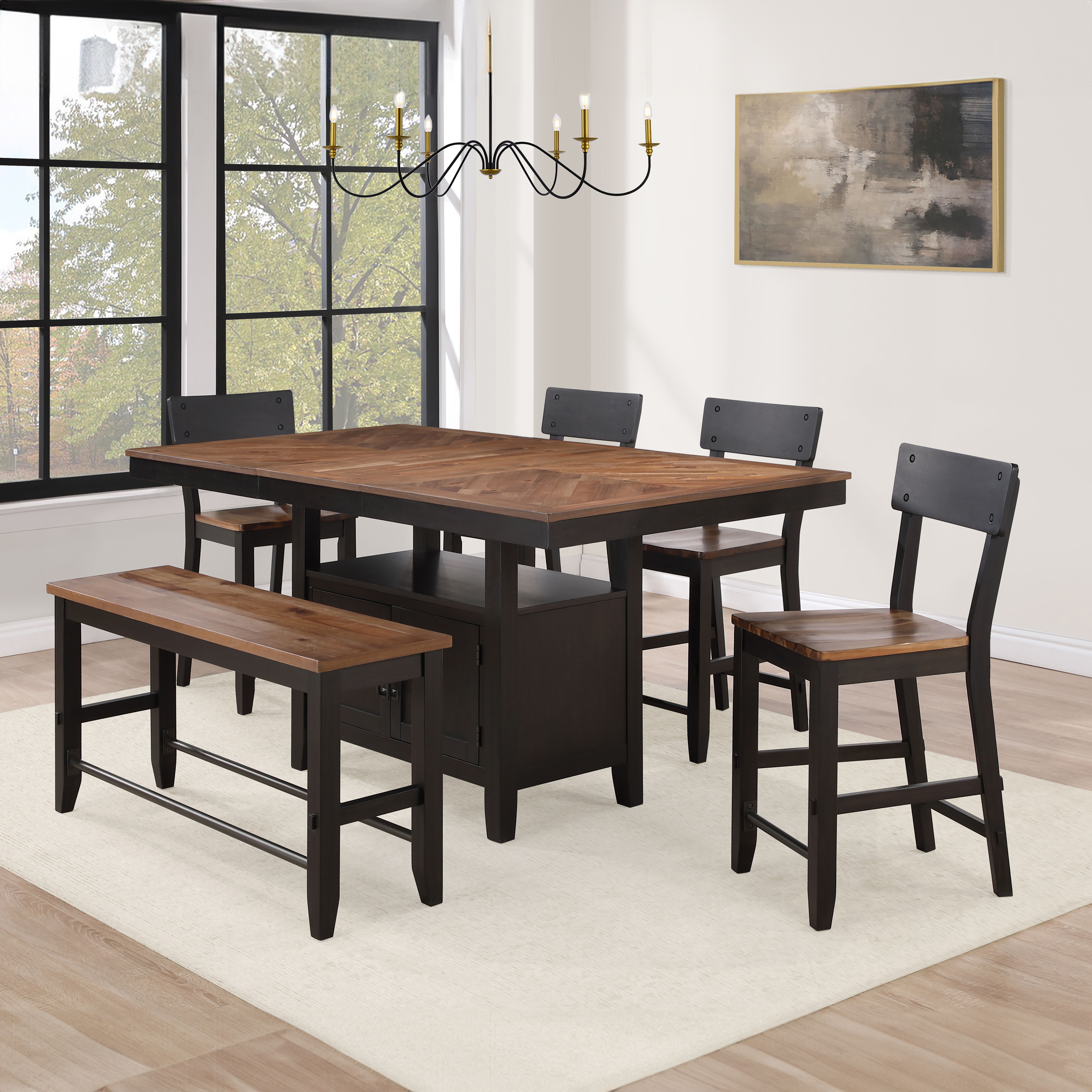 Bermuda - 6 Piece Counter Dining Set - Black